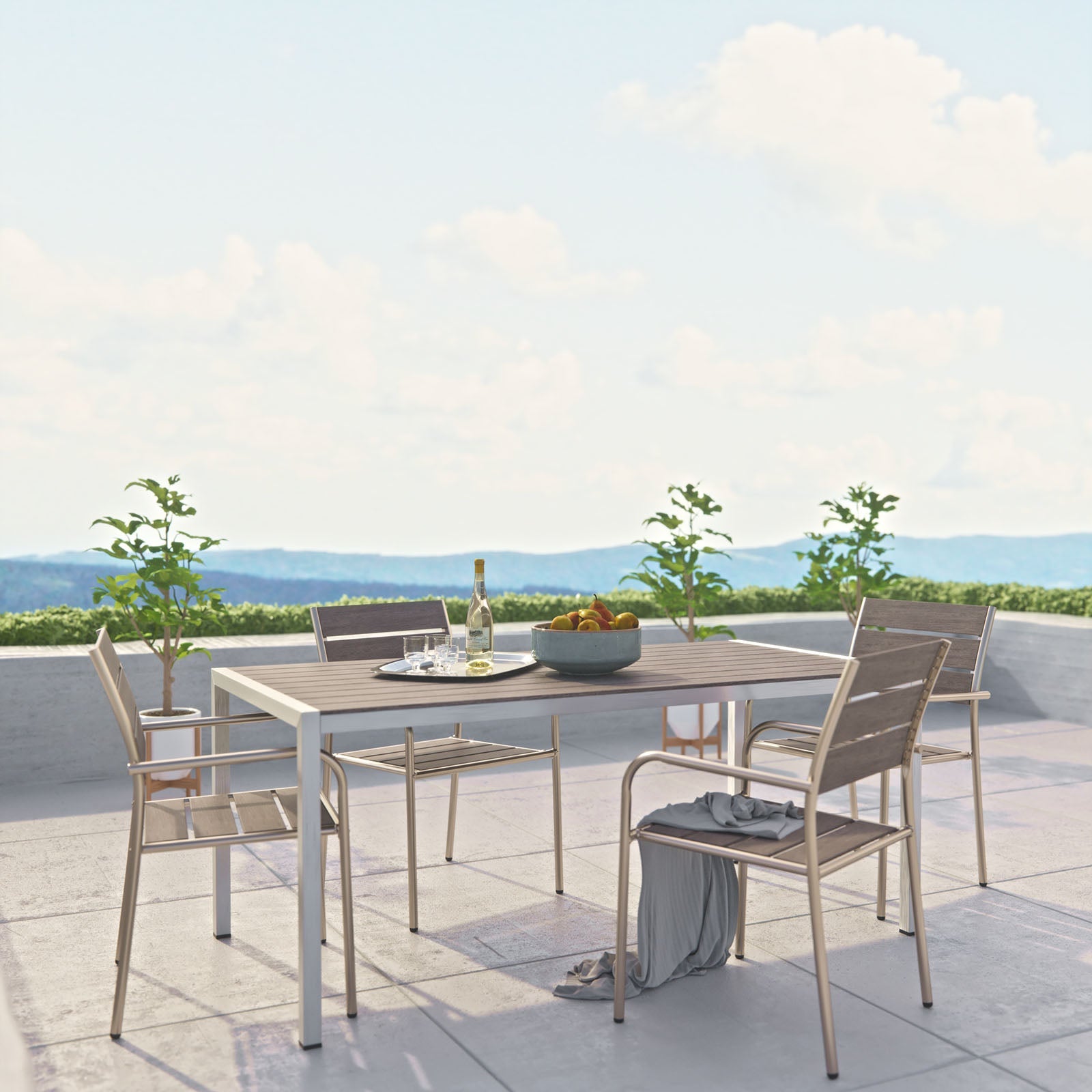 Coast 5-Piece Outdoor Patio Aluminum Dining Set – 71”
