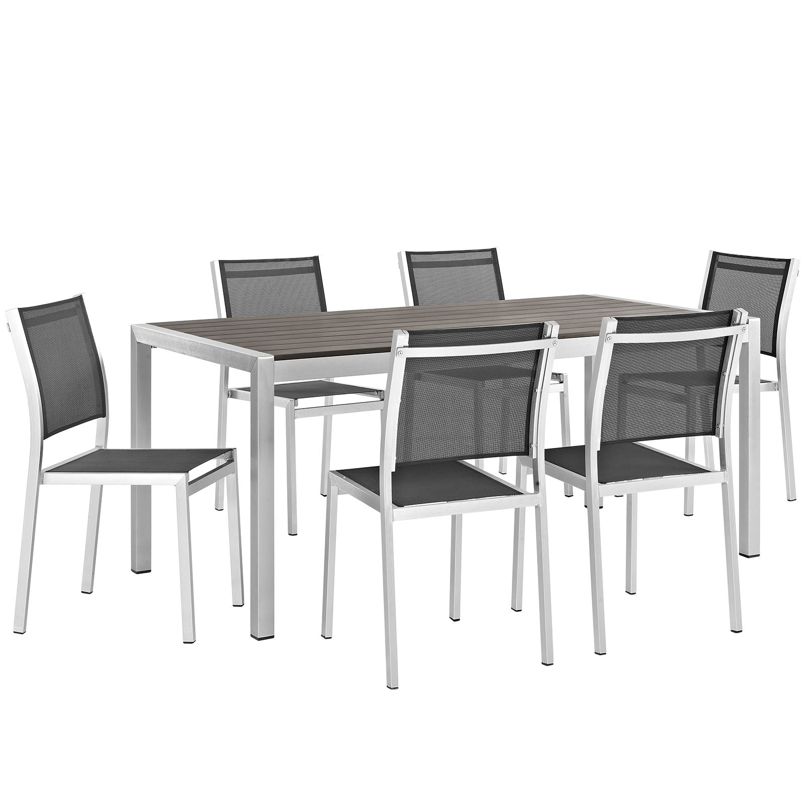 Coast 7-Piece Outdoor Patio Aluminum Dining Set – Mesh Side Chairs