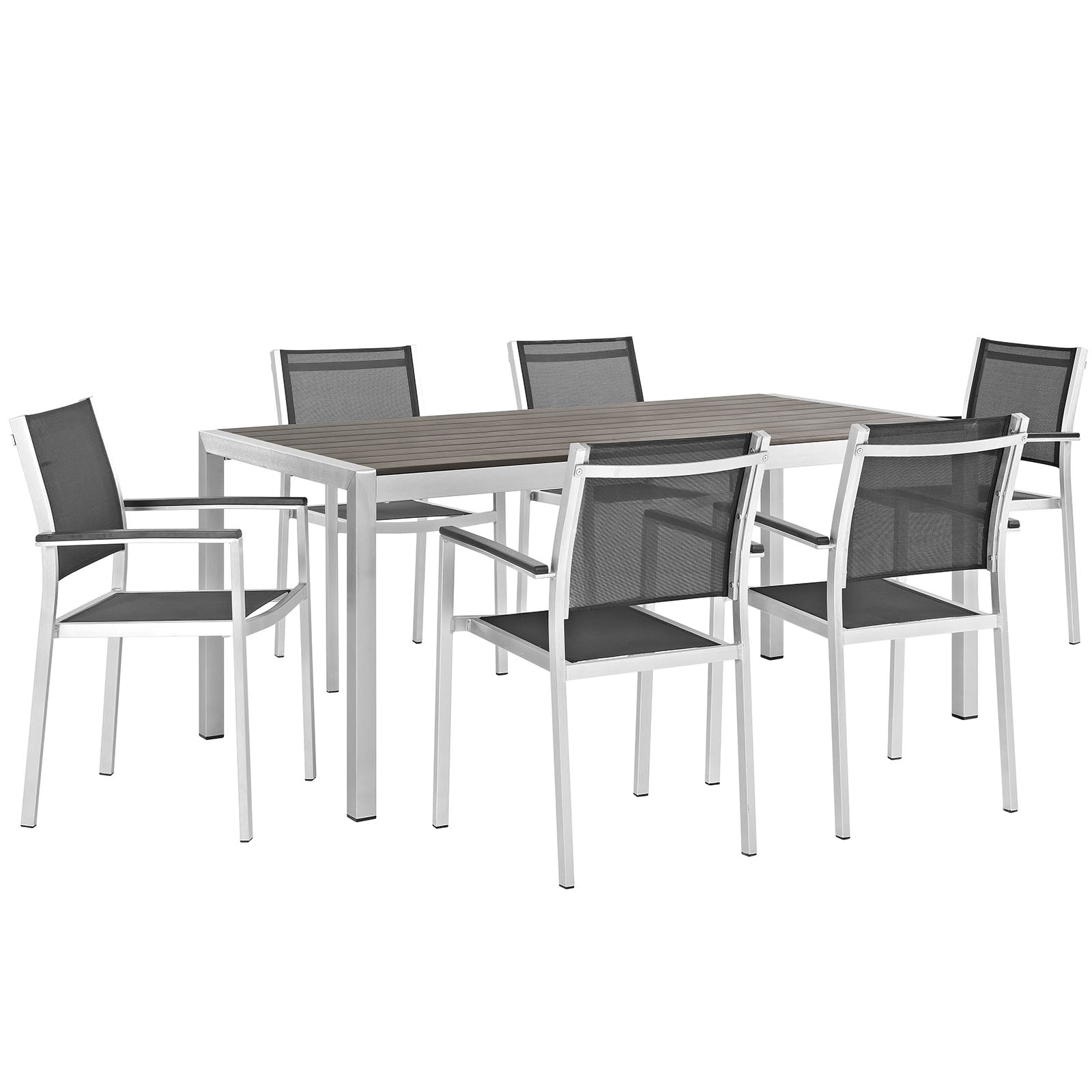 Coast 7-Piece Outdoor Patio Aluminum Dining Set – Mesh Chairs