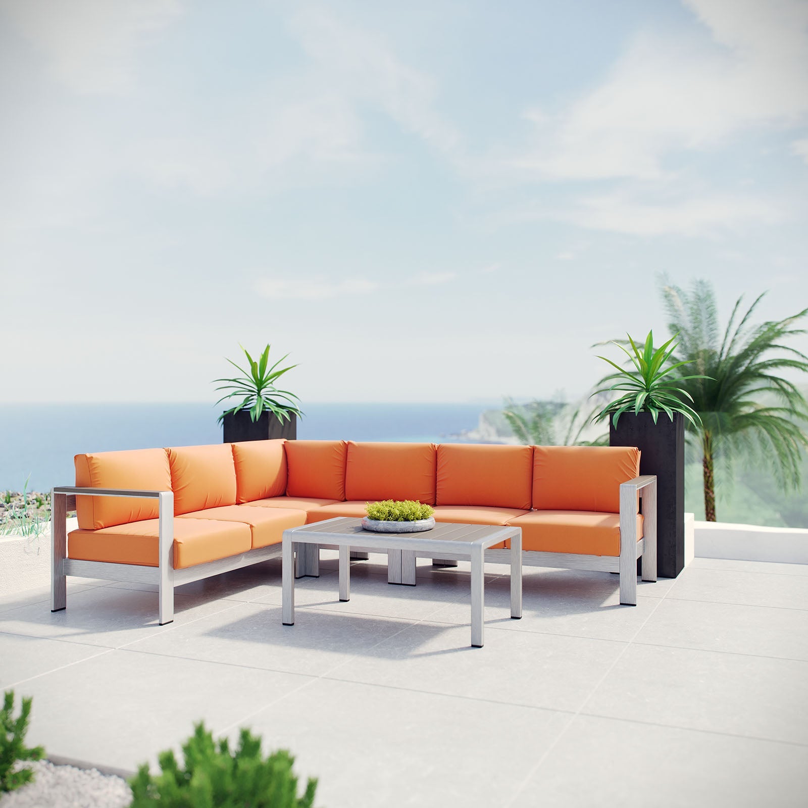 Coast 5-Piece Outdoor Patio Aluminum Sectional Sofa Set