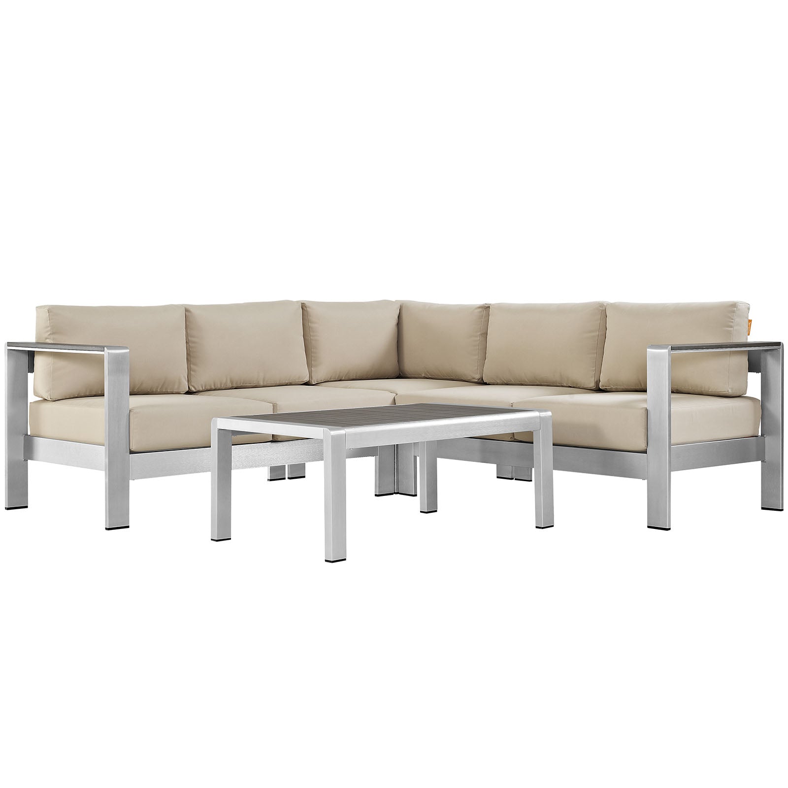 Coast 4 Piece Outdoor Patio Aluminum Sectional Sofa Set