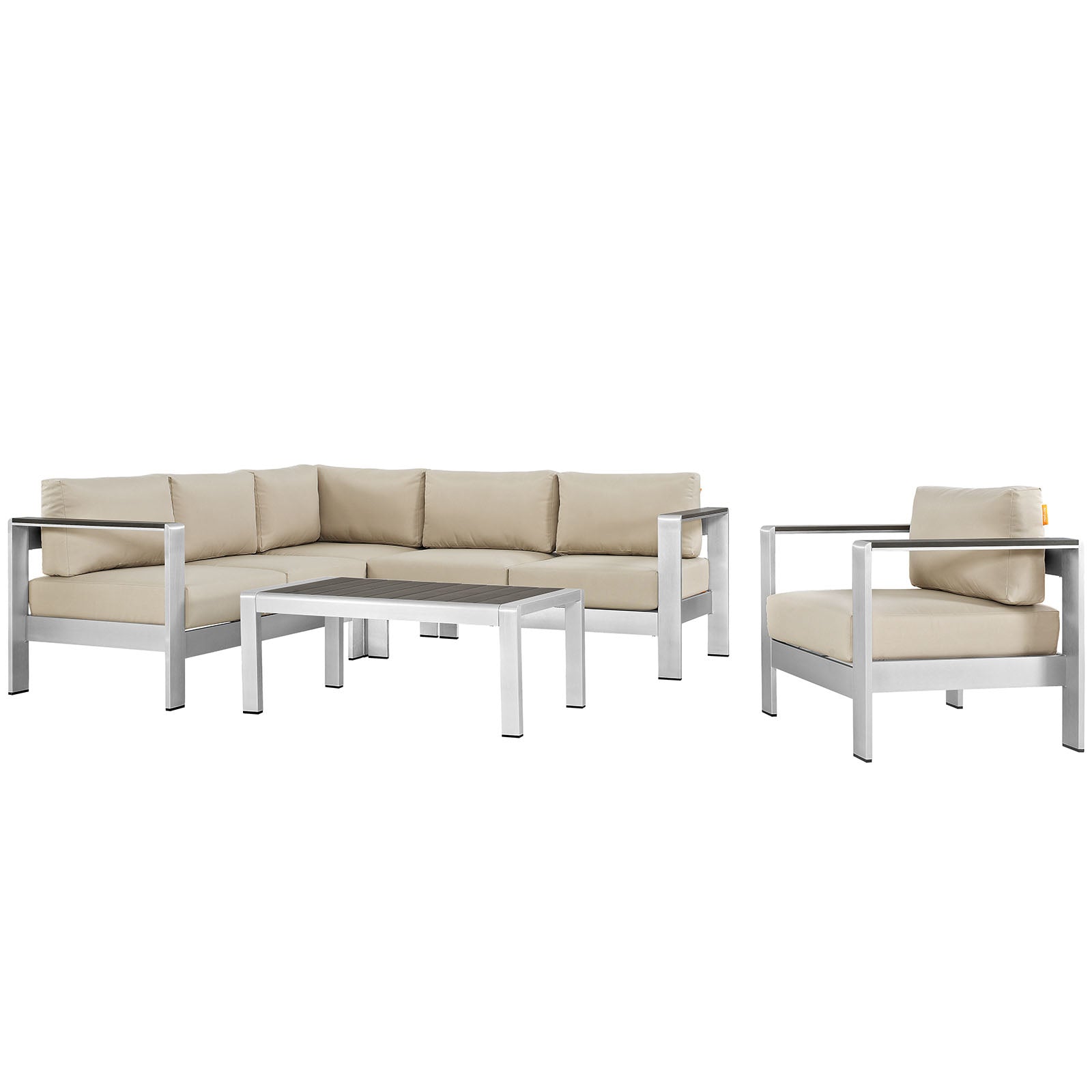 Coast 5 Piece Outdoor Patio Aluminum Sectional Sofa Set