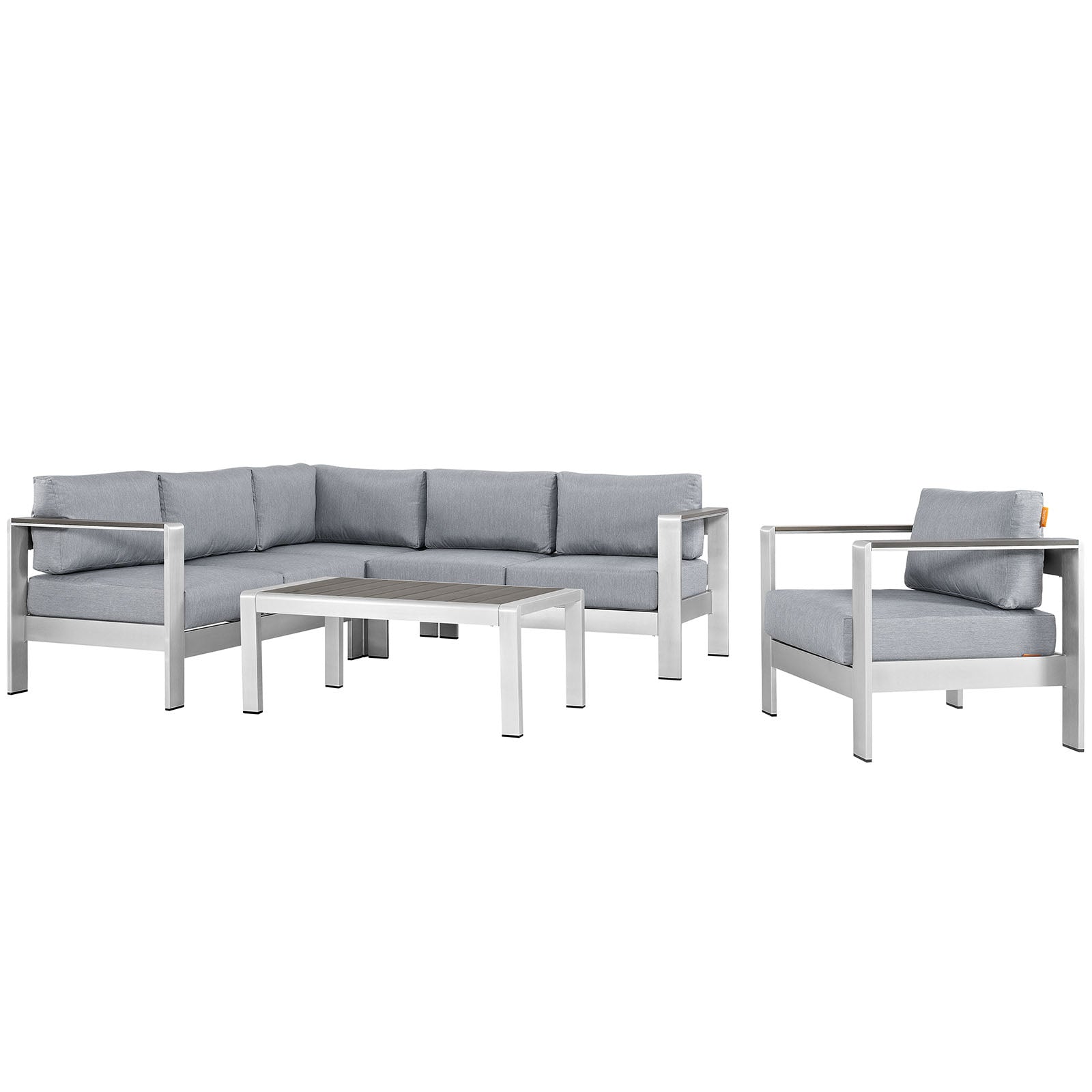 Coast 5 Piece Outdoor Patio Aluminum Sectional Sofa Set