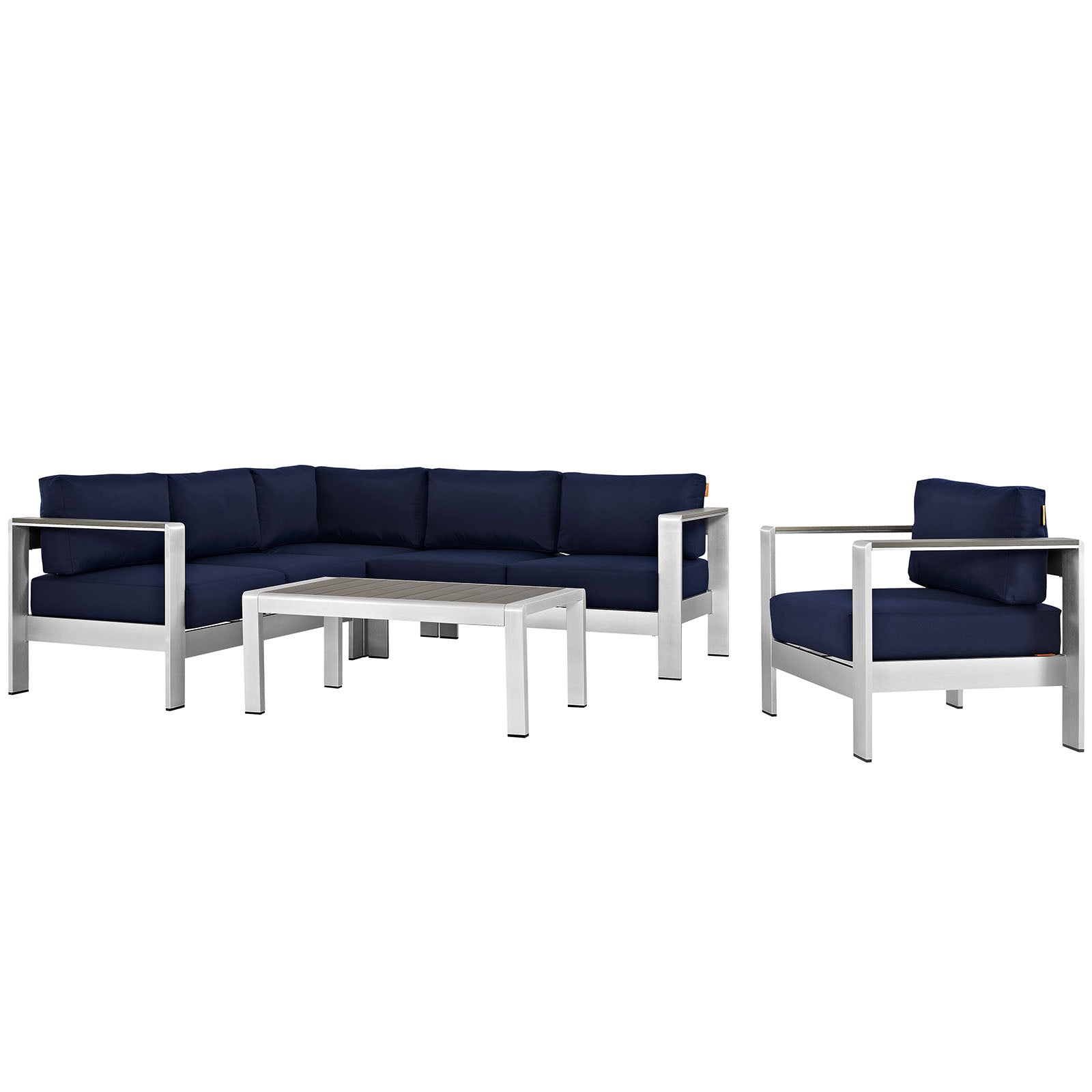 Coast 5 Piece Outdoor Patio Aluminum Sectional Sofa Set