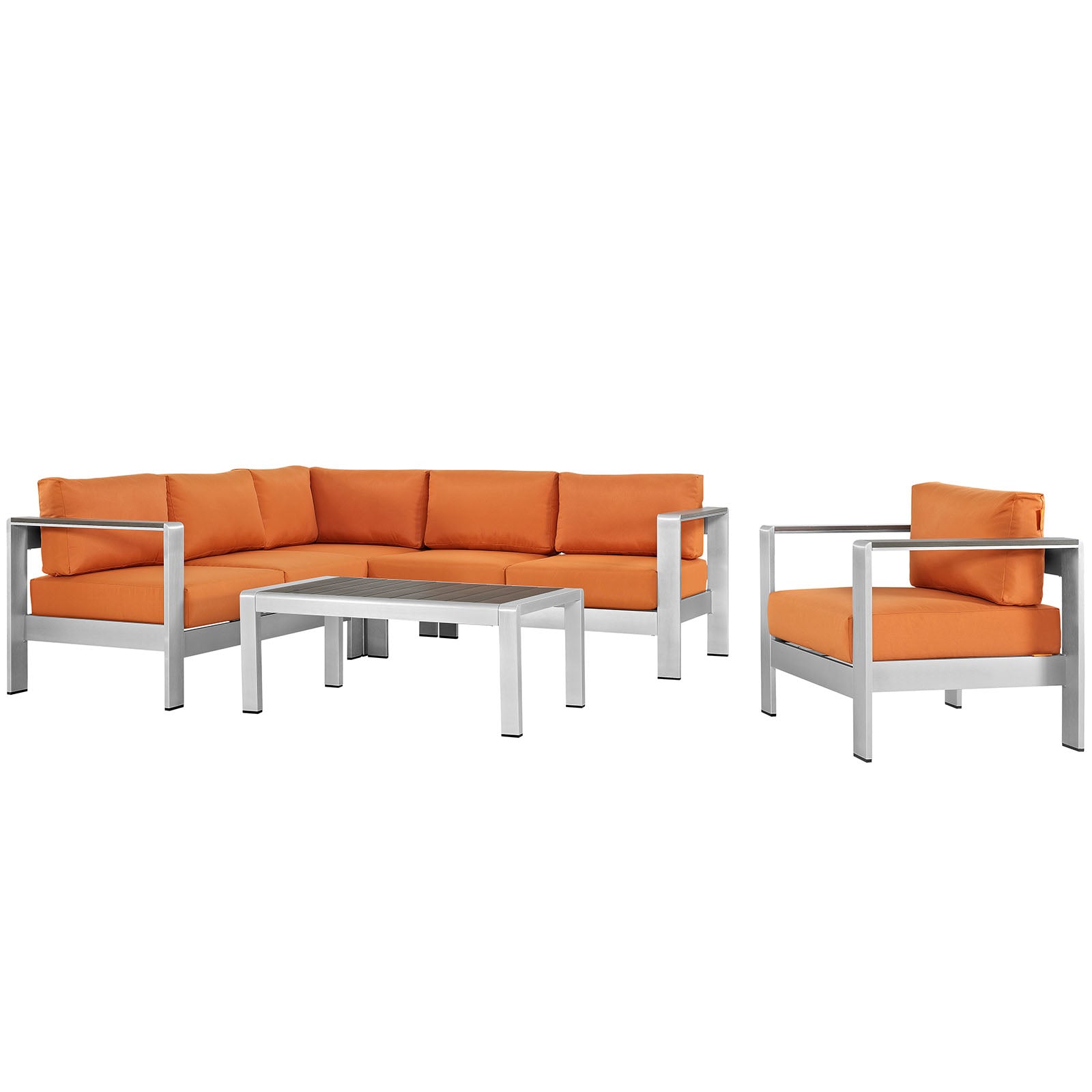 Coast 5 Piece Outdoor Patio Aluminum Sectional Sofa Set