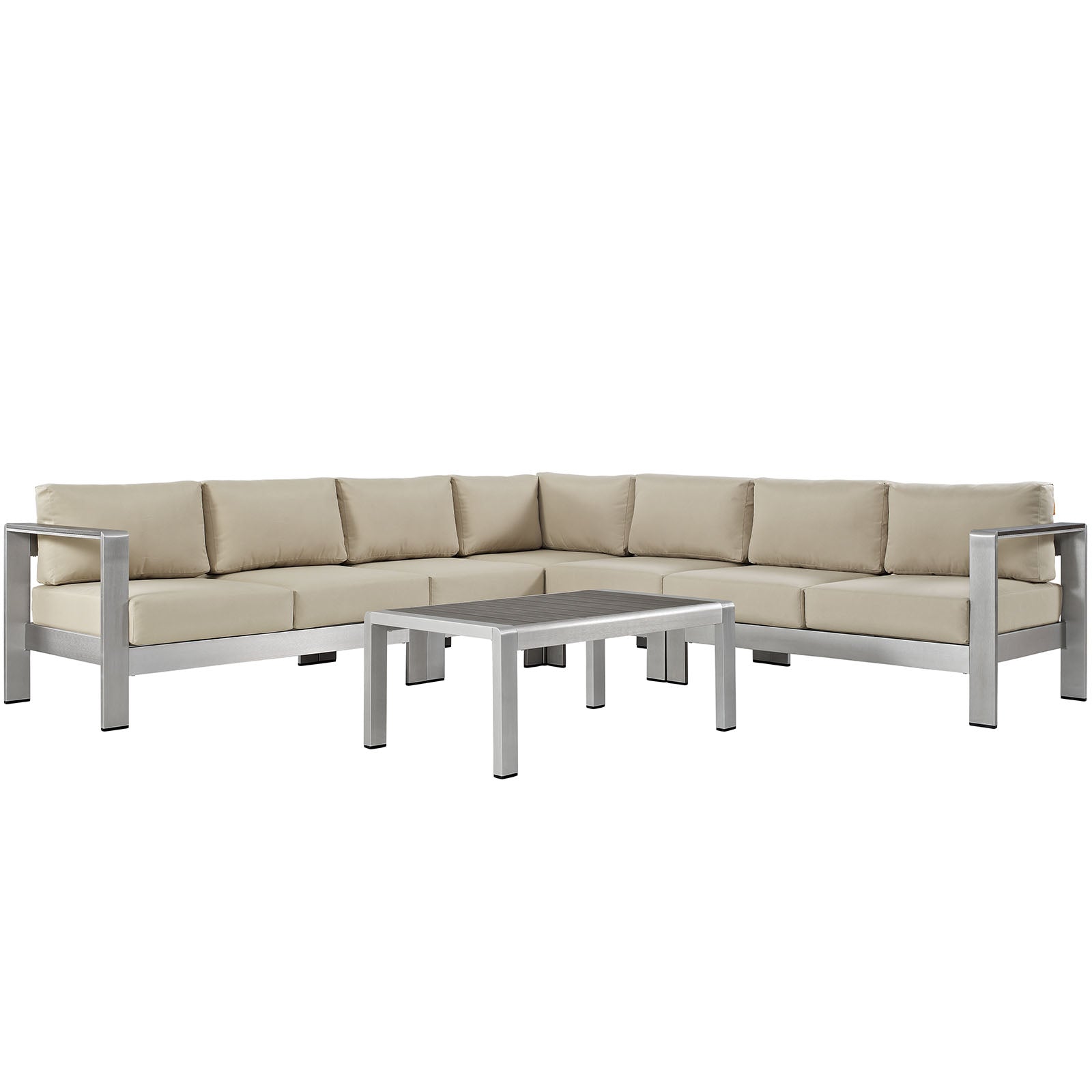 Coast 6 Piece Outdoor Patio Aluminum Sectional Sofa Set