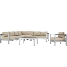 Load image into Gallery viewer, Coast 7 Piece Outdoor Patio Aluminum Section Sofa Set