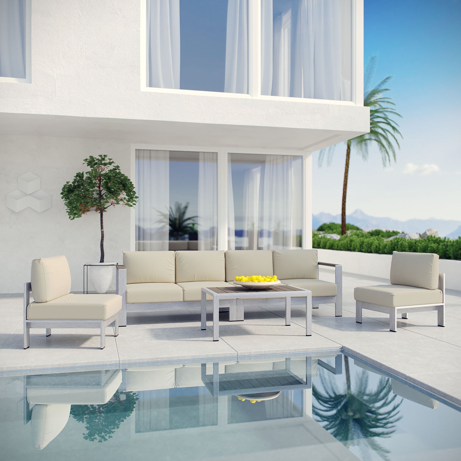 Coast 5 Piece Outdoor Patio Aluminum Sofa Set