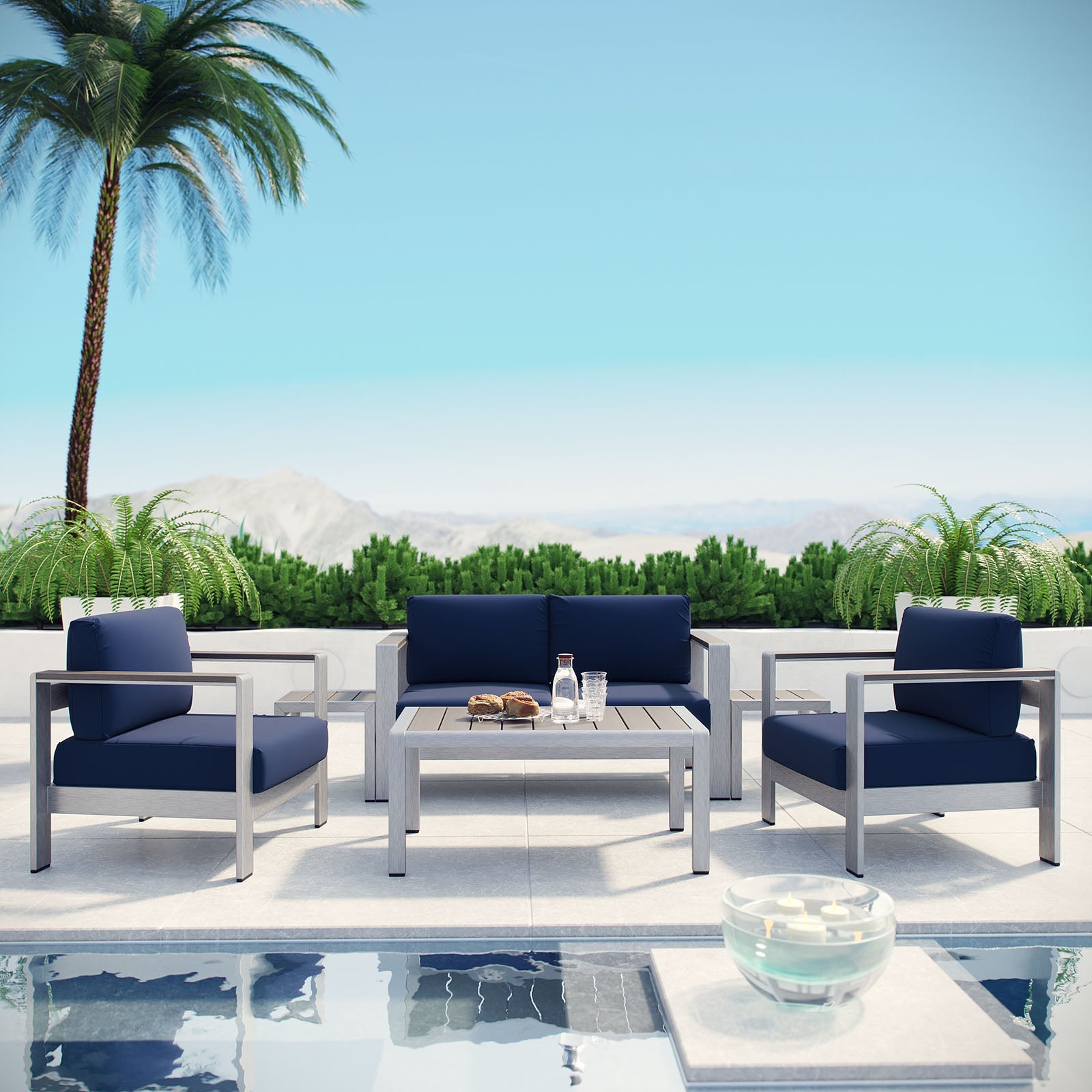 Coast 6 Piece Outdoor Patio Aluminum Set