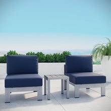 Load image into Gallery viewer, Coast 3 Piece Outdoor Patio Aluminum Set Armless Chairs