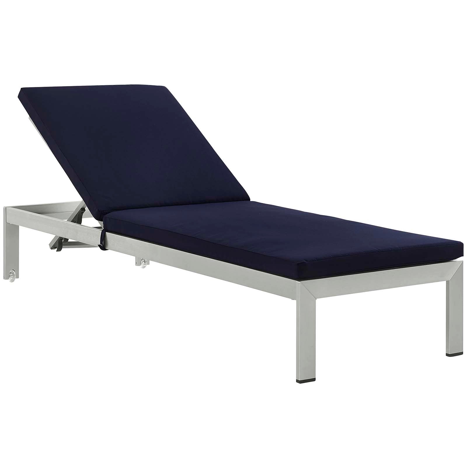 3 Piece Outdoor Patio Aluminum Chaise with Cushions