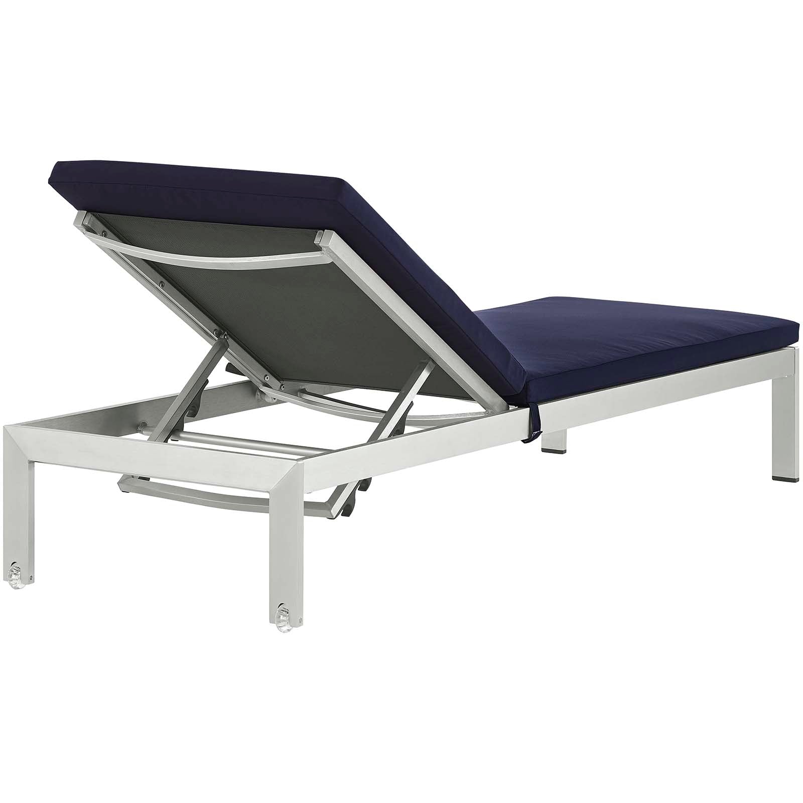 3 Piece Outdoor Patio Aluminum Chaise with Cushions