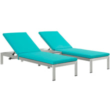 Load image into Gallery viewer, 3 Piece Outdoor Patio Aluminum Chaise with Cushions
