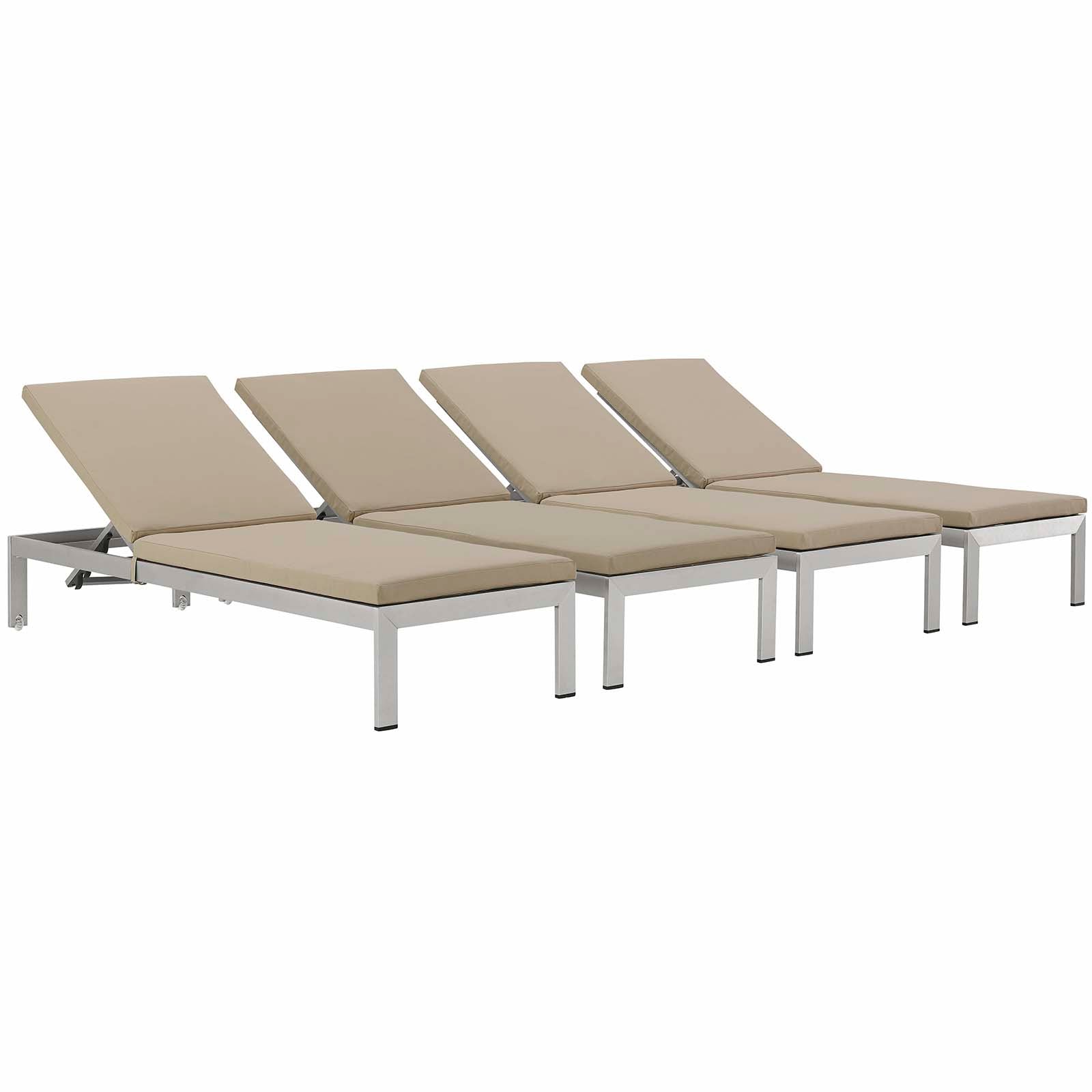 Coast Chaise with Cushions Outdoor Patio Aluminum Set of 4