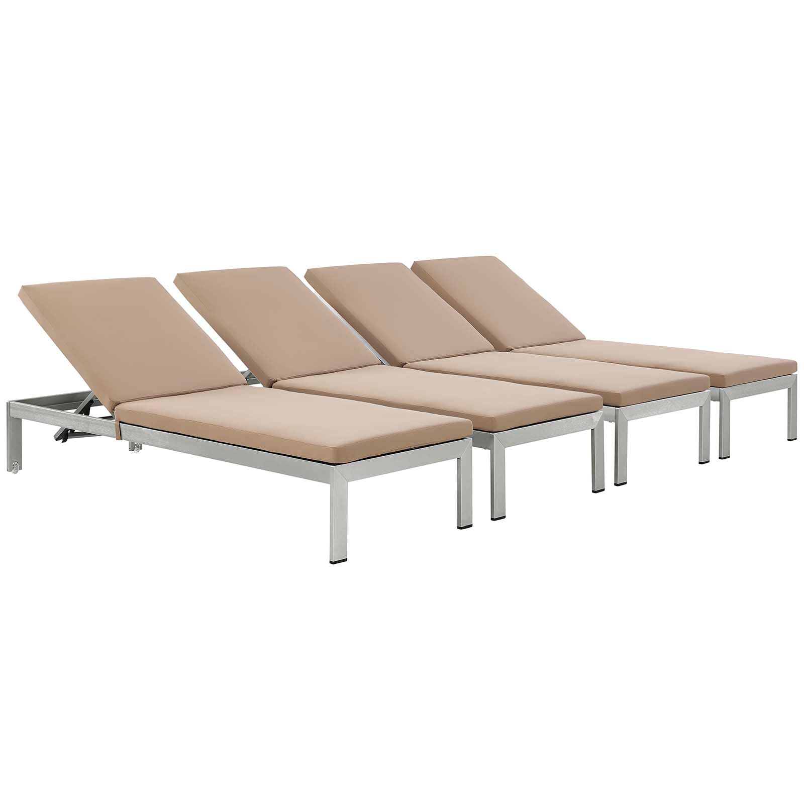 Coast Chaise with Cushions Outdoor Patio Aluminum Set of 4