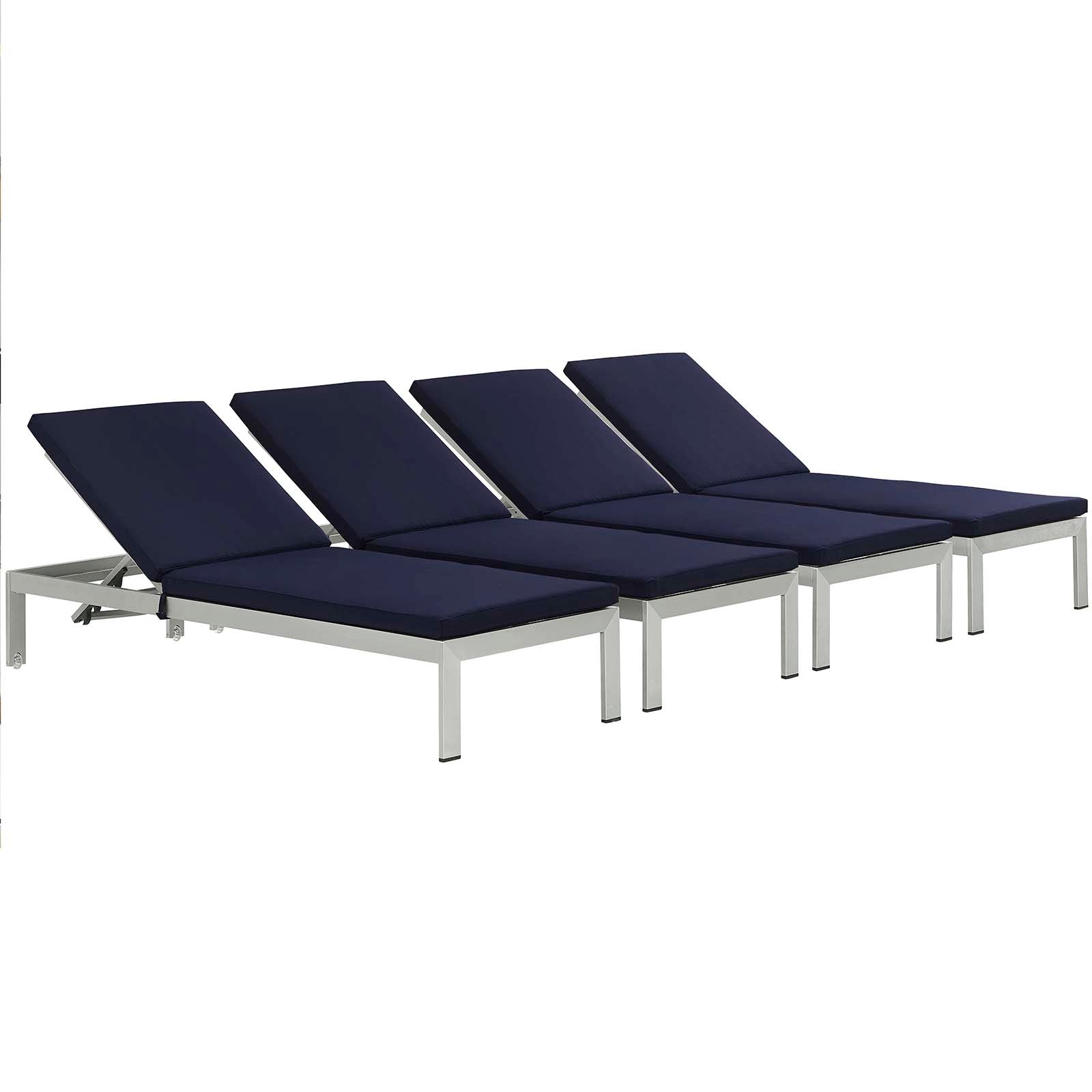Coast Chaise with Cushions Outdoor Patio Aluminum Set of 4