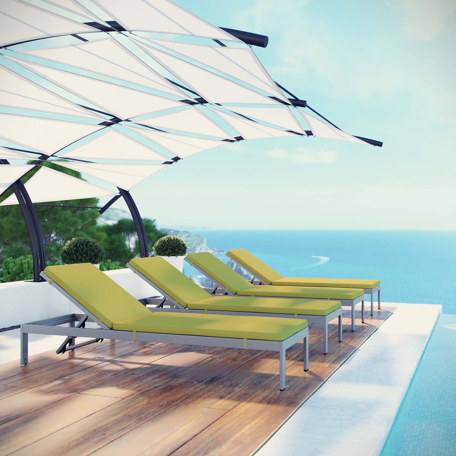 Coast Chaise with Cushions Outdoor Patio Aluminum Set of 4