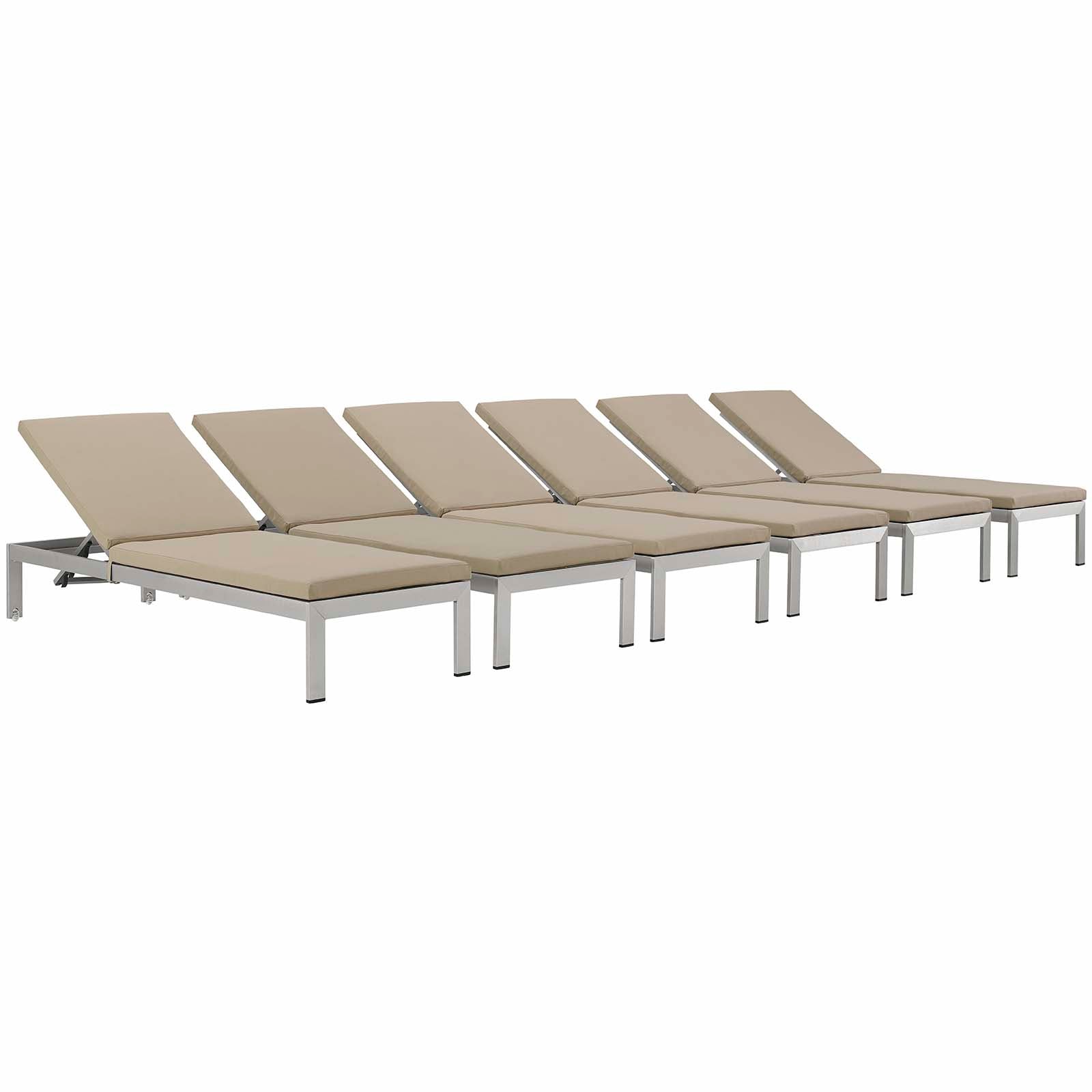 Coast Chaise with Cushions Outdoor Patio Aluminum Set of 6