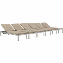 Load image into Gallery viewer, Coast Chaise with Cushions Outdoor Patio Aluminum Set of 6