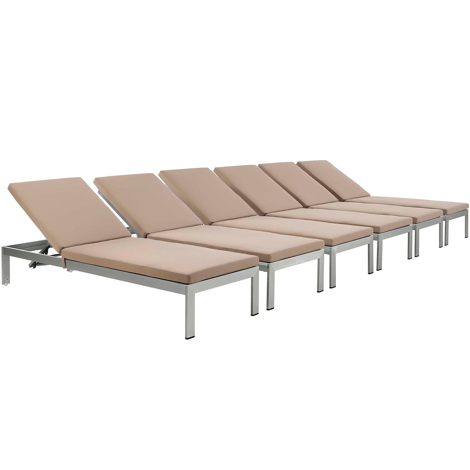 Coast Chaise with Cushions Outdoor Patio Aluminum Set of 6