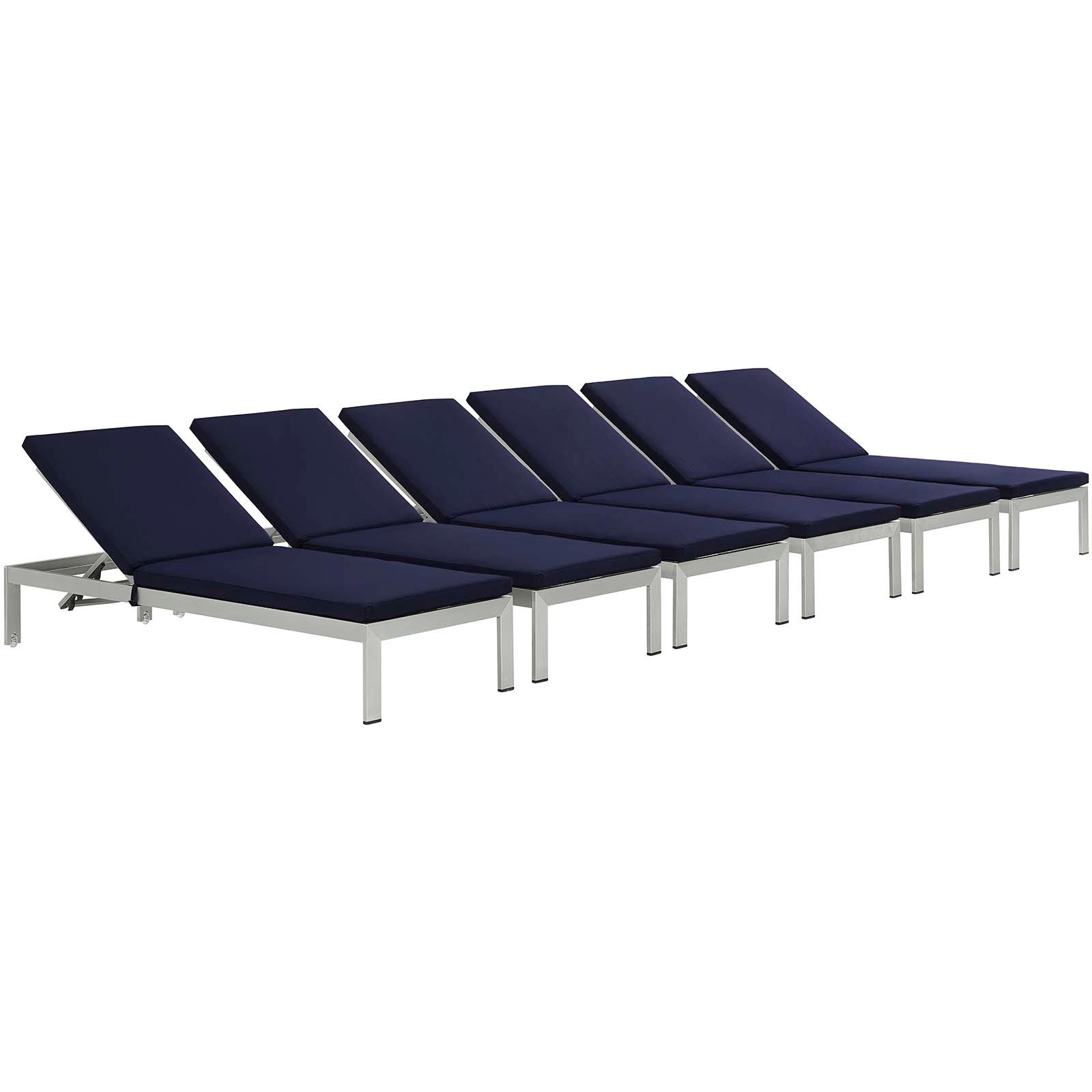 Coast Chaise with Cushions Outdoor Patio Aluminum Set of 6