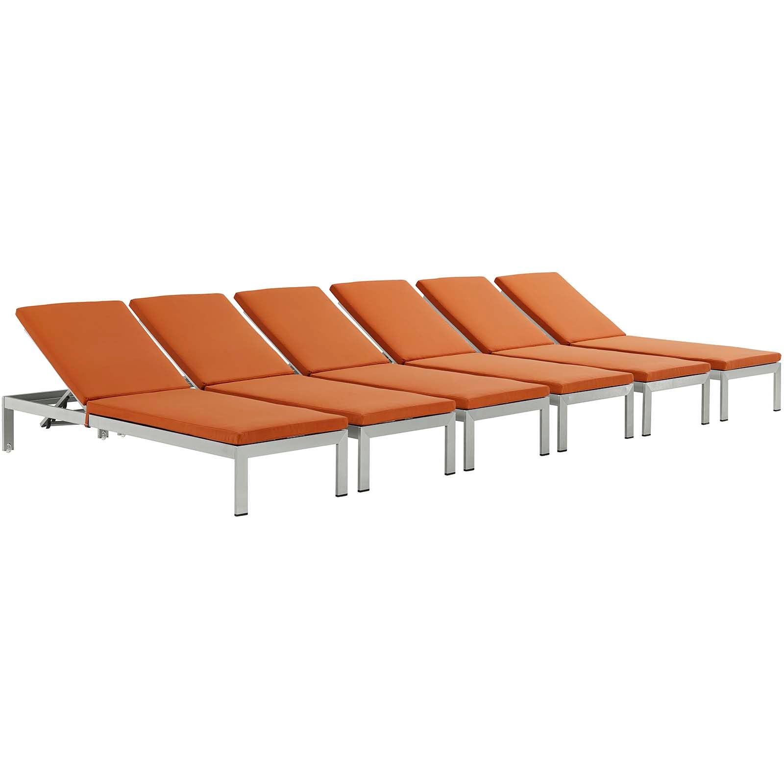 Coast Chaise with Cushions Outdoor Patio Aluminum Set of 6