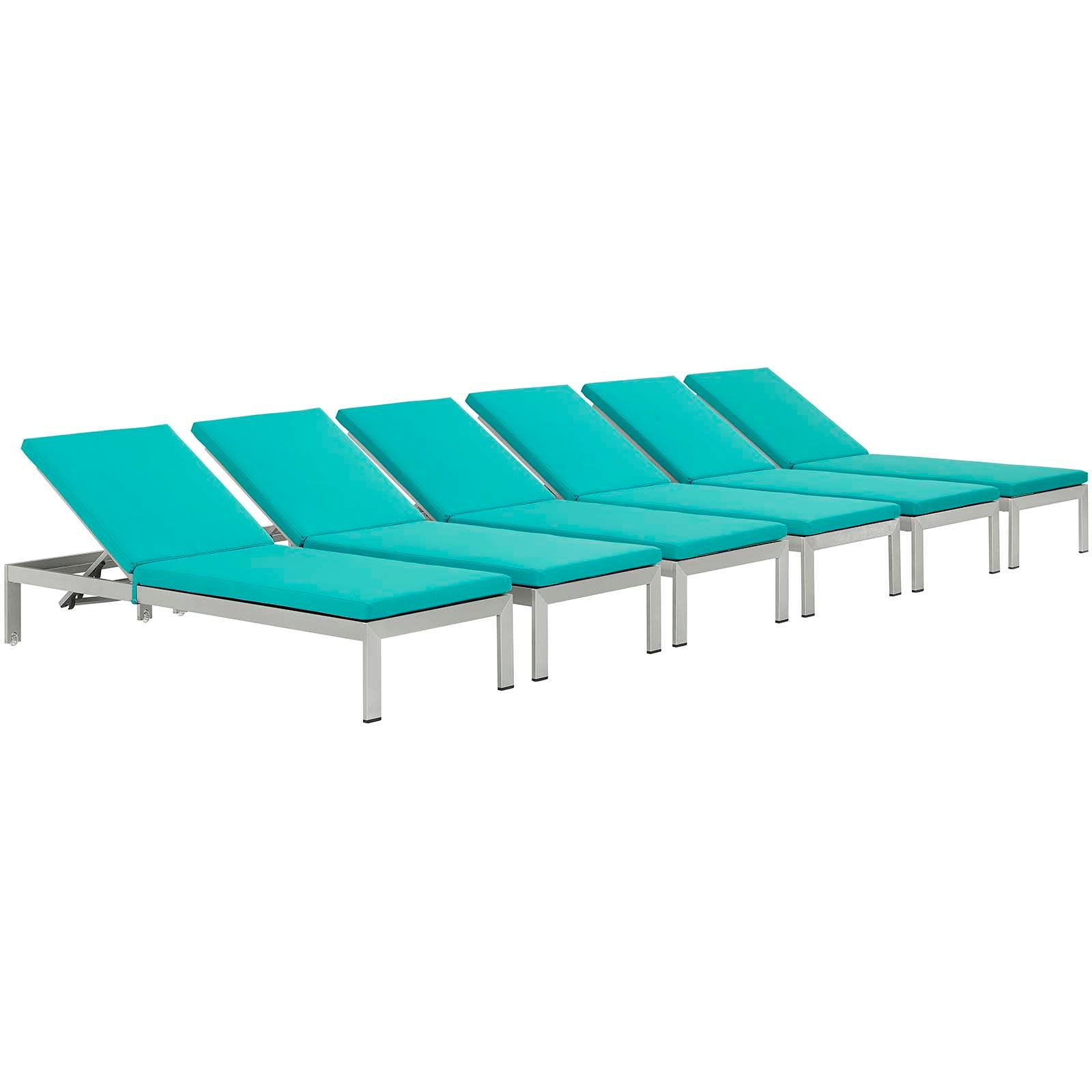 Coast Chaise with Cushions Outdoor Patio Aluminum Set of 6