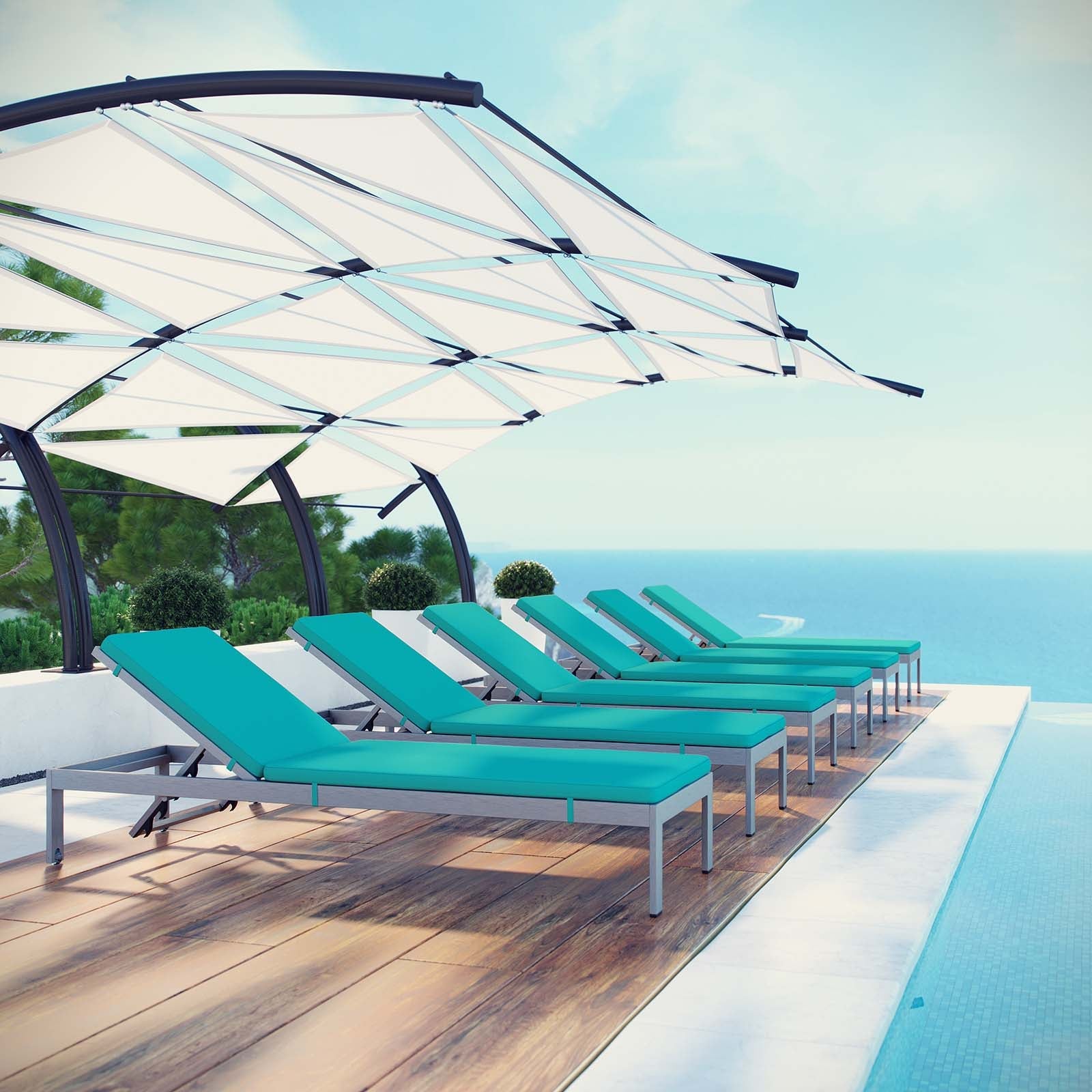 Coast Chaise with Cushions Outdoor Patio Aluminum Set of 6