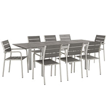Load image into Gallery viewer, Coast 9-Piece Outdoor Patio Aluminum Wood Dining Set
