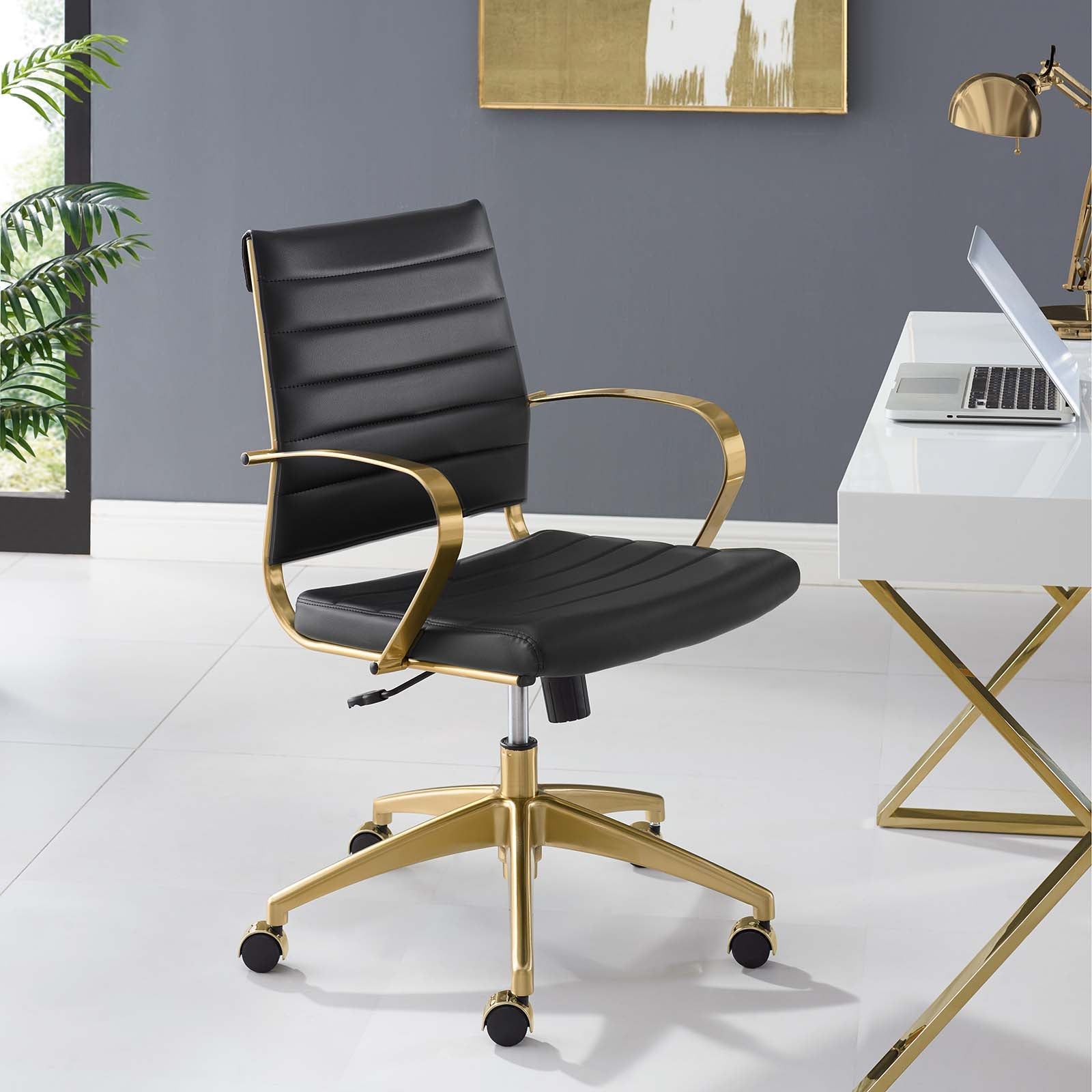Deluxe Gold Stainless Steel Midback Office Chair