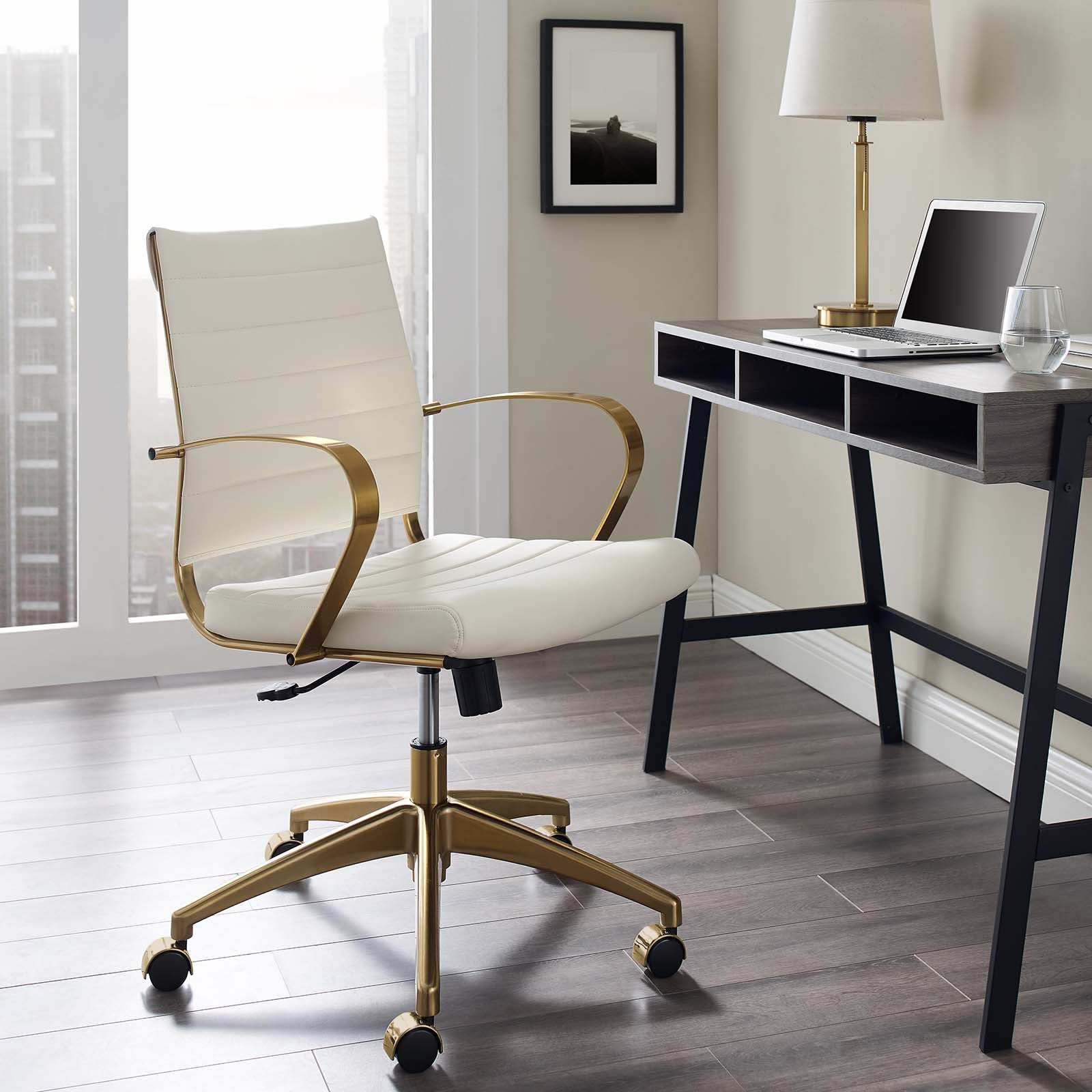 Deluxe Gold Stainless Steel Midback Office Chair