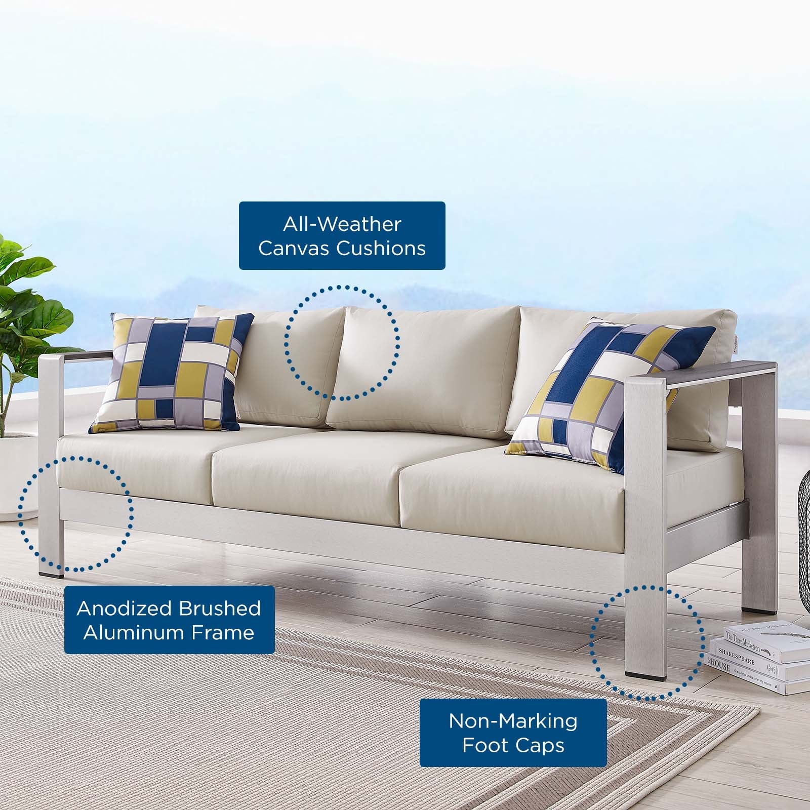 Coast Outdoor Patio Aluminum Sofa