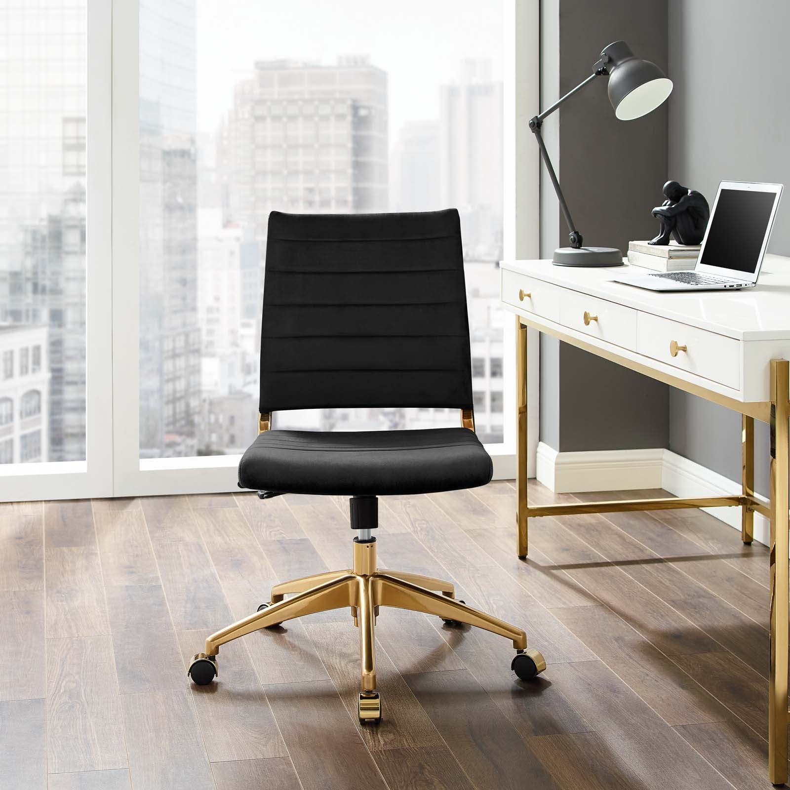 Deluxe Armless Mid Back Velvet Office Chair