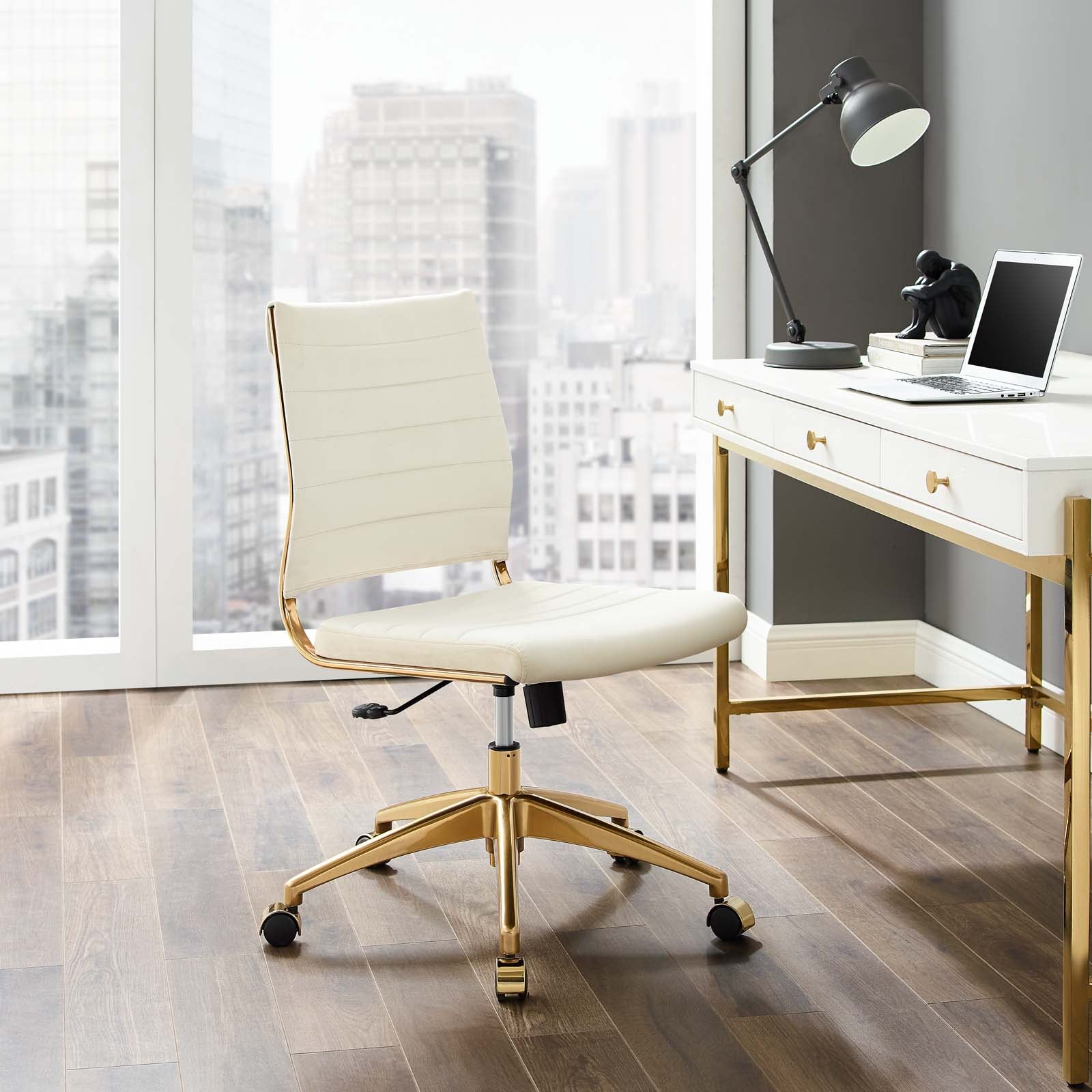 Deluxe Armless Mid Back Velvet Office Chair