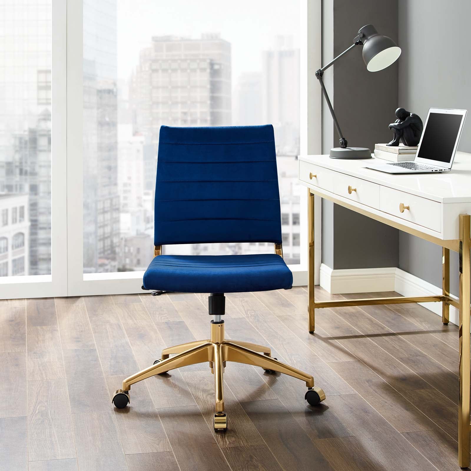 Deluxe Armless Mid Back Velvet Office Chair