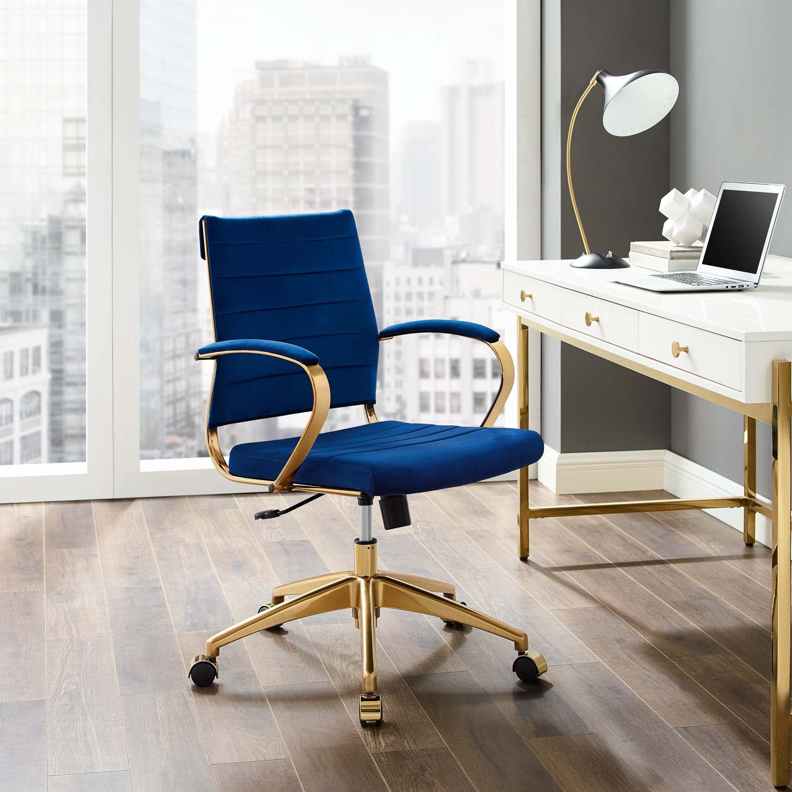 Deluxe Mid Back Velvet Office Chair Gold