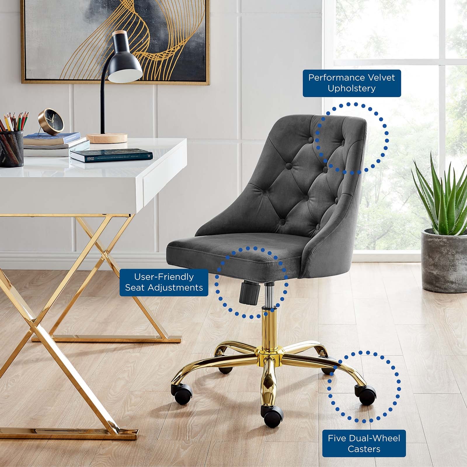 Loft Tufted Office Chair Gold