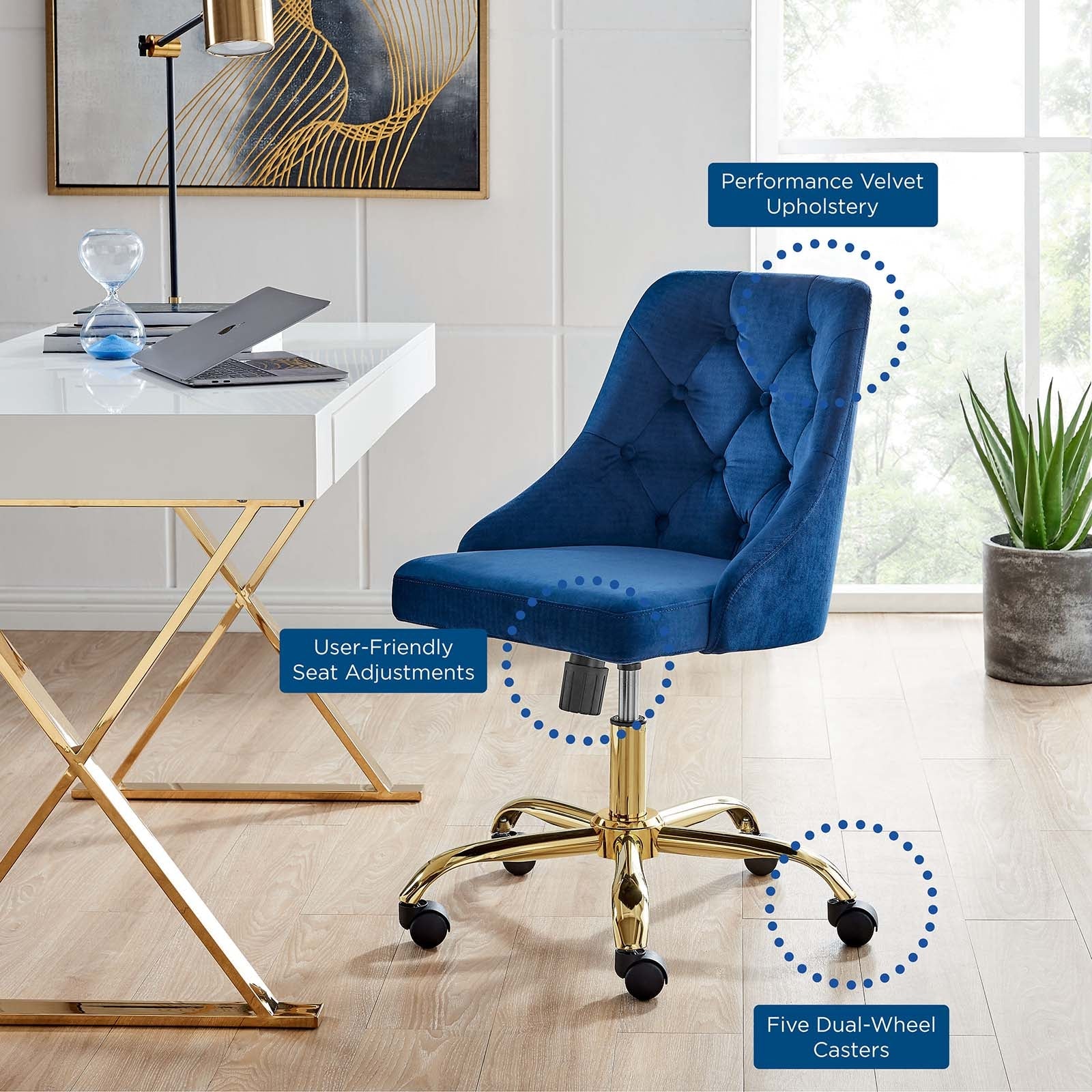 Loft Tufted Office Chair Gold