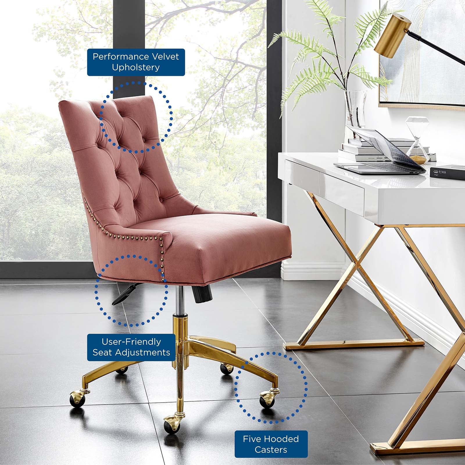 Andrew Tufted Velvet Gold Office Chair