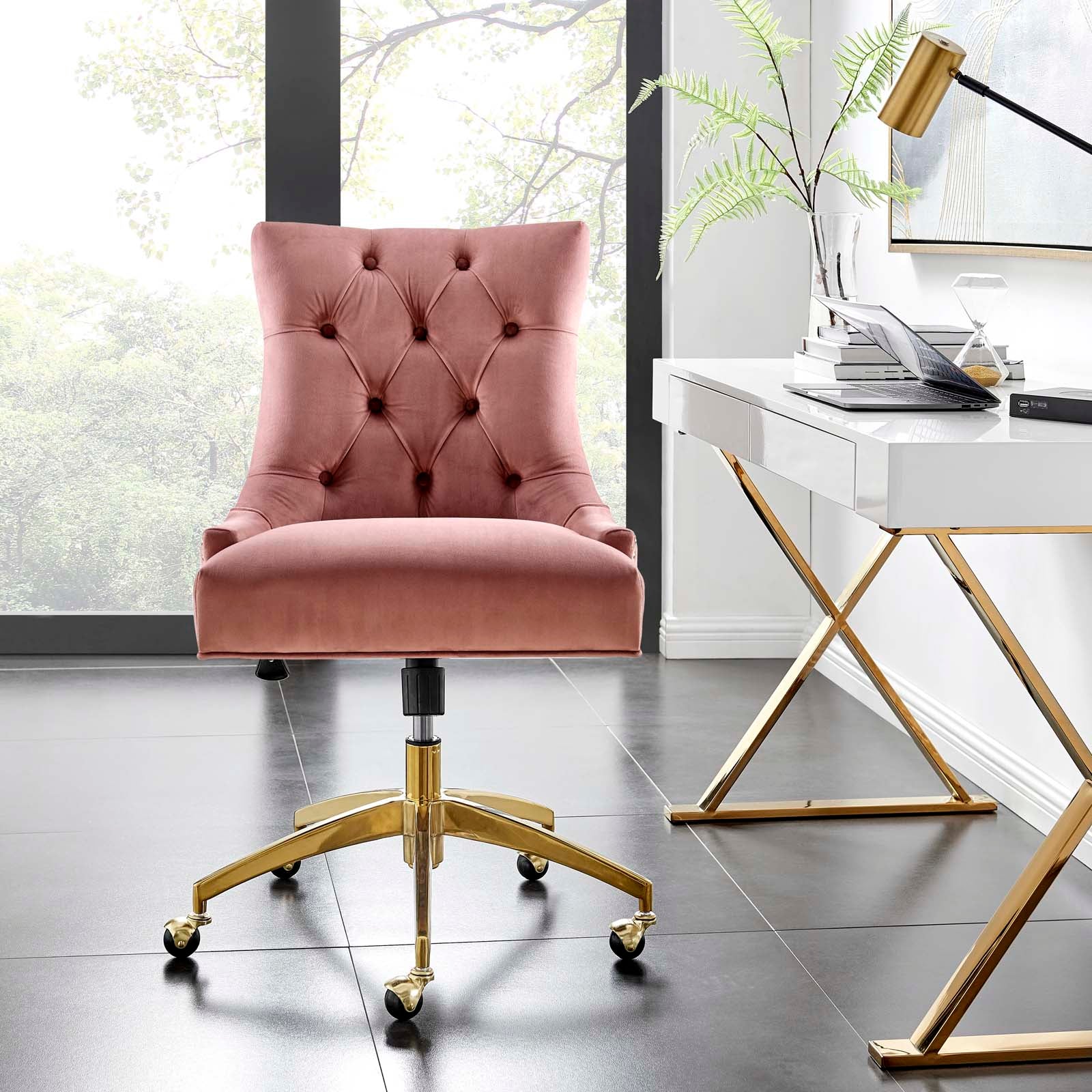 Andrew Tufted Velvet Gold Office Chair