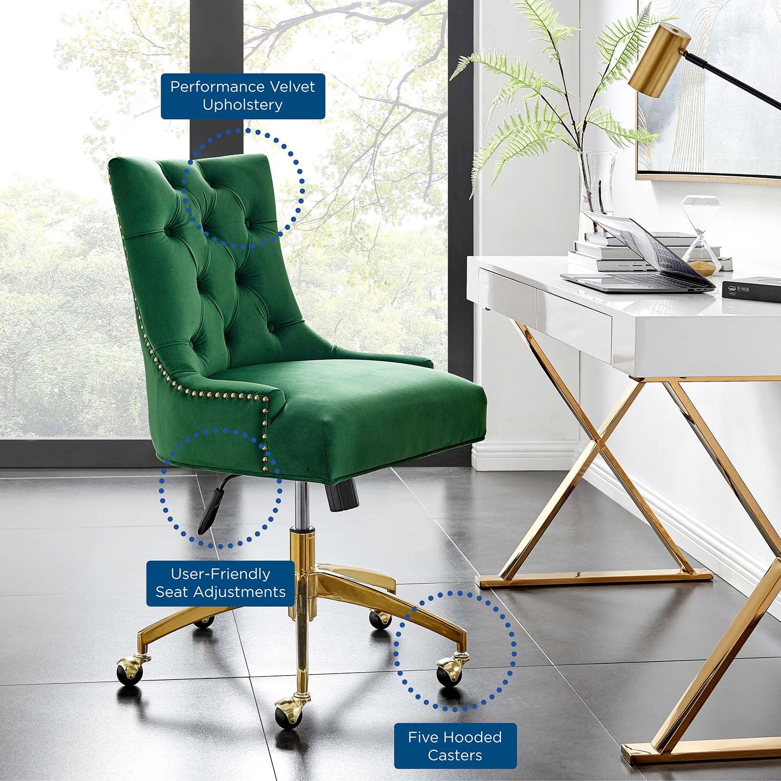 Andrew Tufted Velvet Gold Office Chair