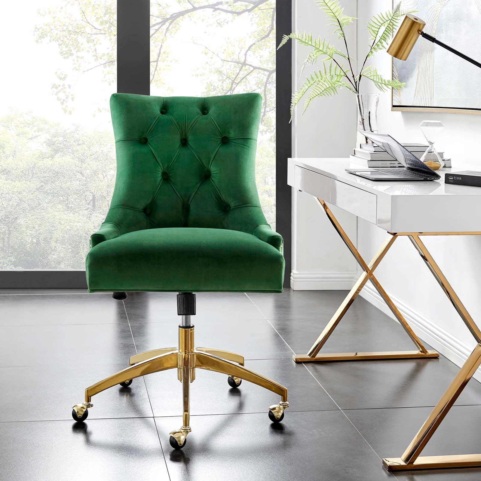 Andrew Tufted Velvet Gold Office Chair