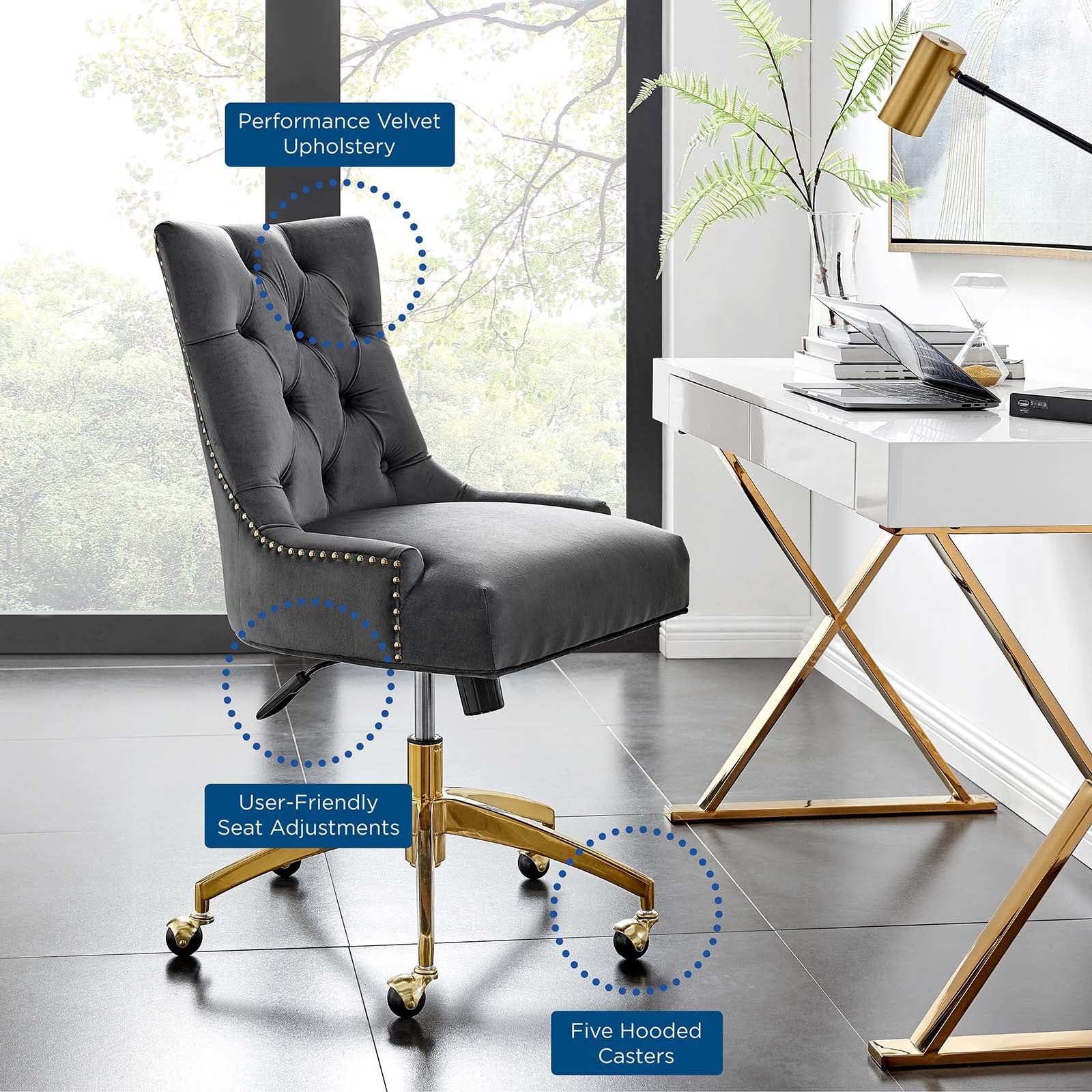 Andrew Tufted Velvet Gold Office Chair