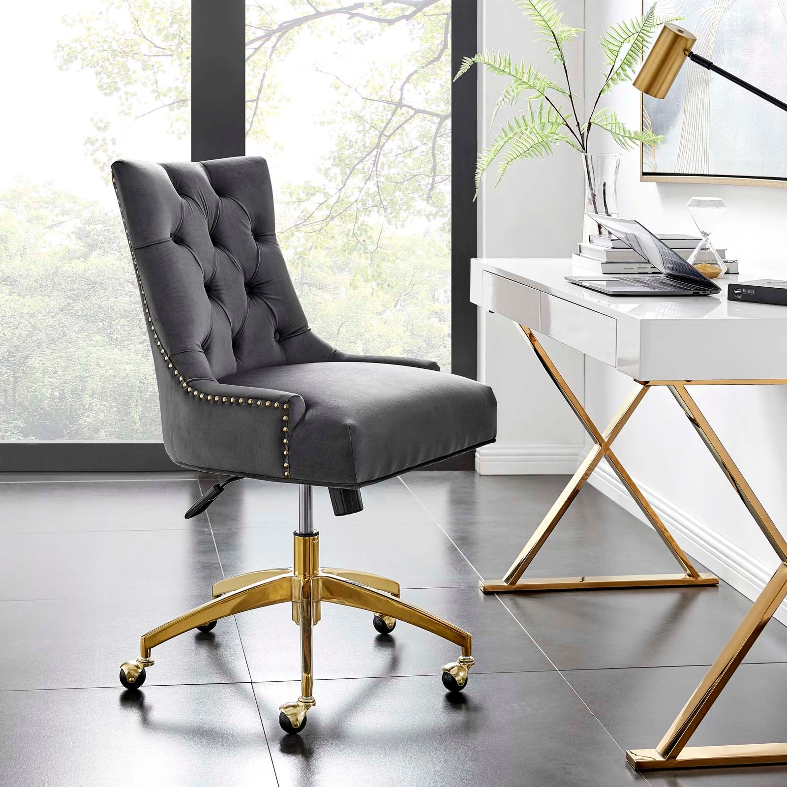 Andrew Tufted Velvet Gold Office Chair