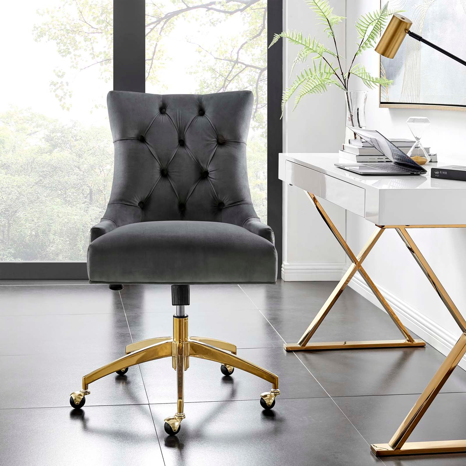 Andrew Tufted Velvet Gold Office Chair