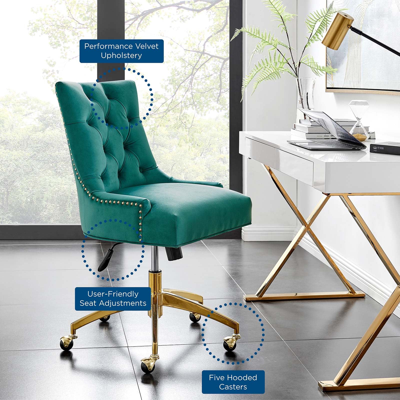 Andrew Tufted Velvet Gold Office Chair