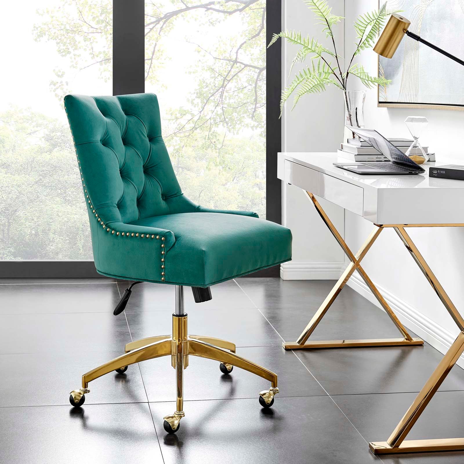 Andrew Tufted Velvet Gold Office Chair