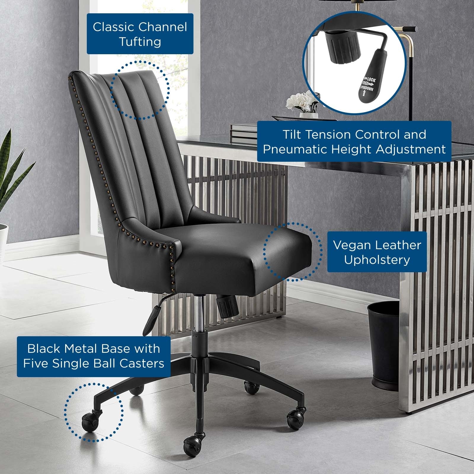 Baldwin Tufted Vegan Leather Office Chair