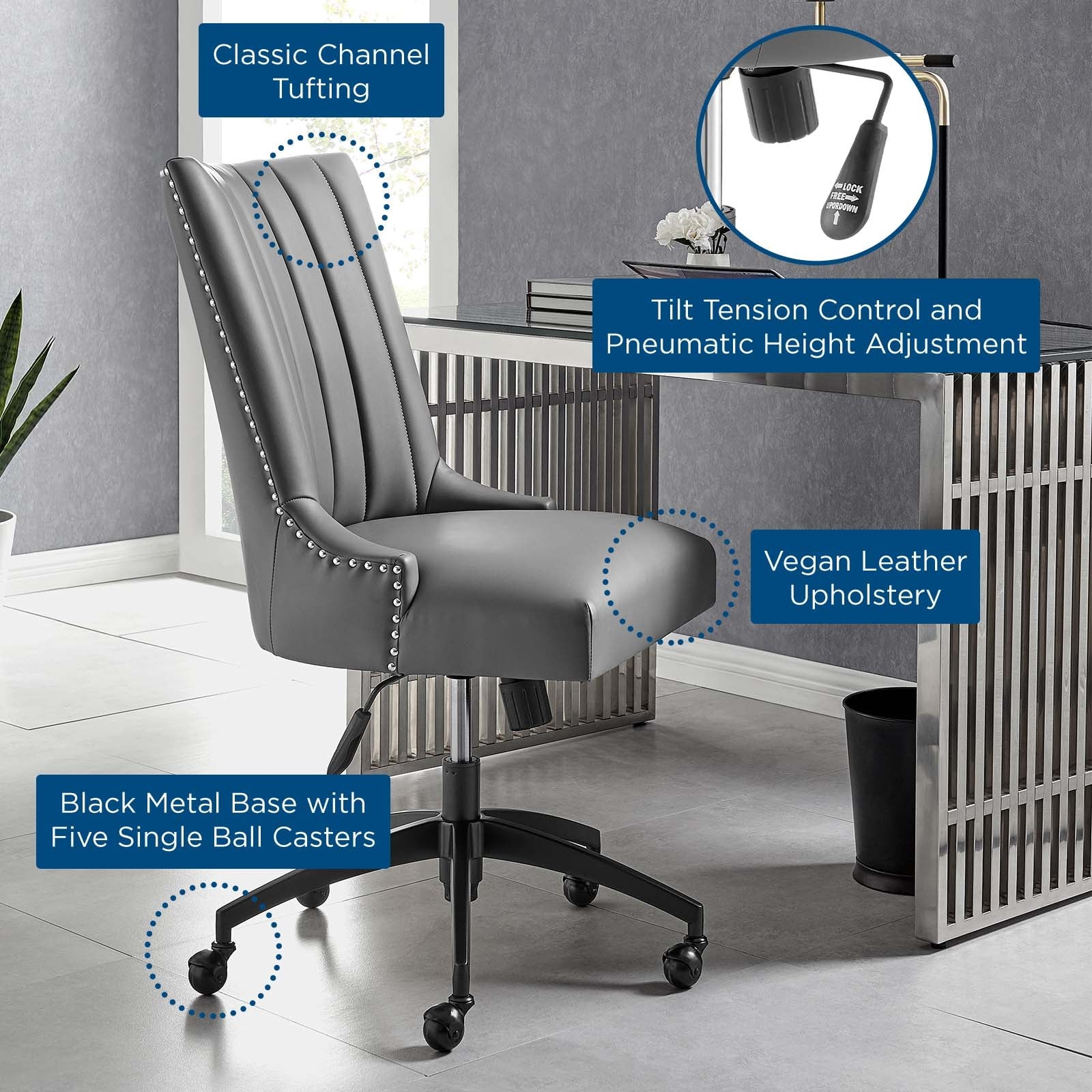 Baldwin Tufted Vegan Leather Office Chair