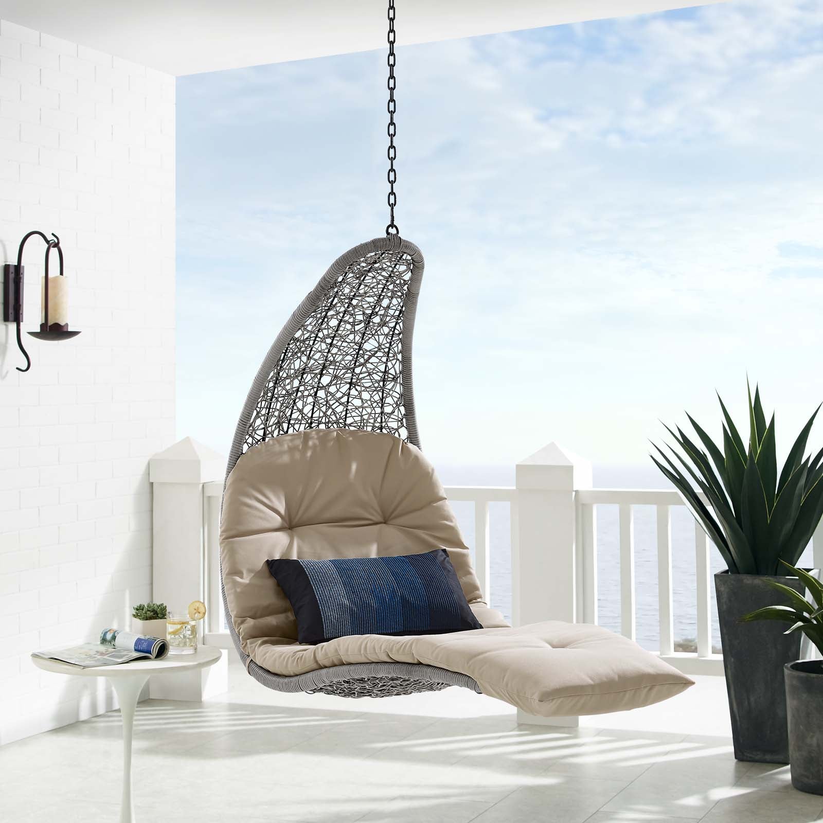 Panorama Outdoor Patio Hanging Chaise Lounge Swing Chair